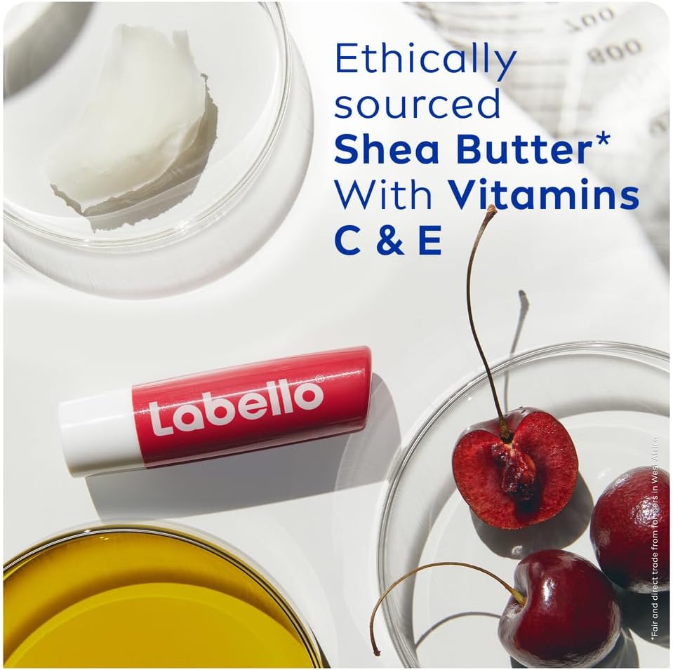Labello Cherry Shine Lip Balm, 24H Melt-In Moisture, with Shea Butter and Natural Oils Enriched with Vitamins, with Natural Ingredients, Mineral Oil Free, Vegan, 4.8g - View 2 of 4