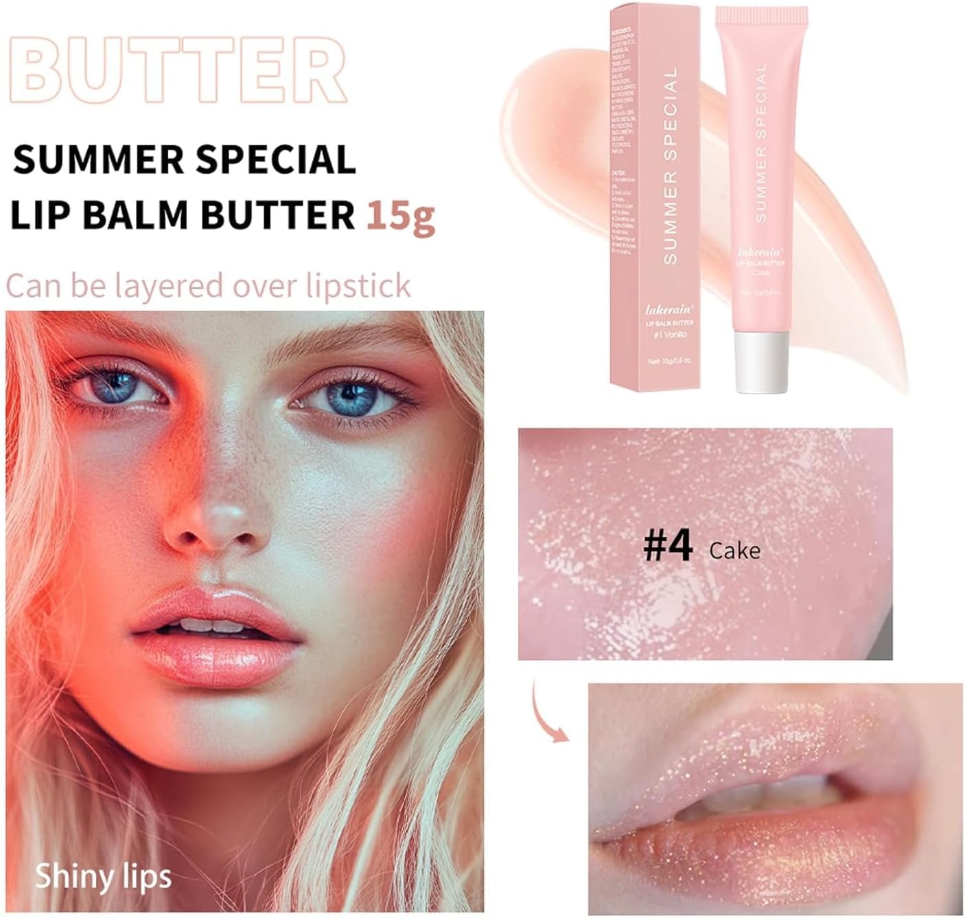 4 PCS Lip Glossy Butter Balm Set,Instant Moisture and Hydration Lip Gloss,Long-lasting Hydrating Non-Sticky Lip Balm,Soften Dry Lips and Lip Care, Summer & Winter Lip Care - View 3 of 5