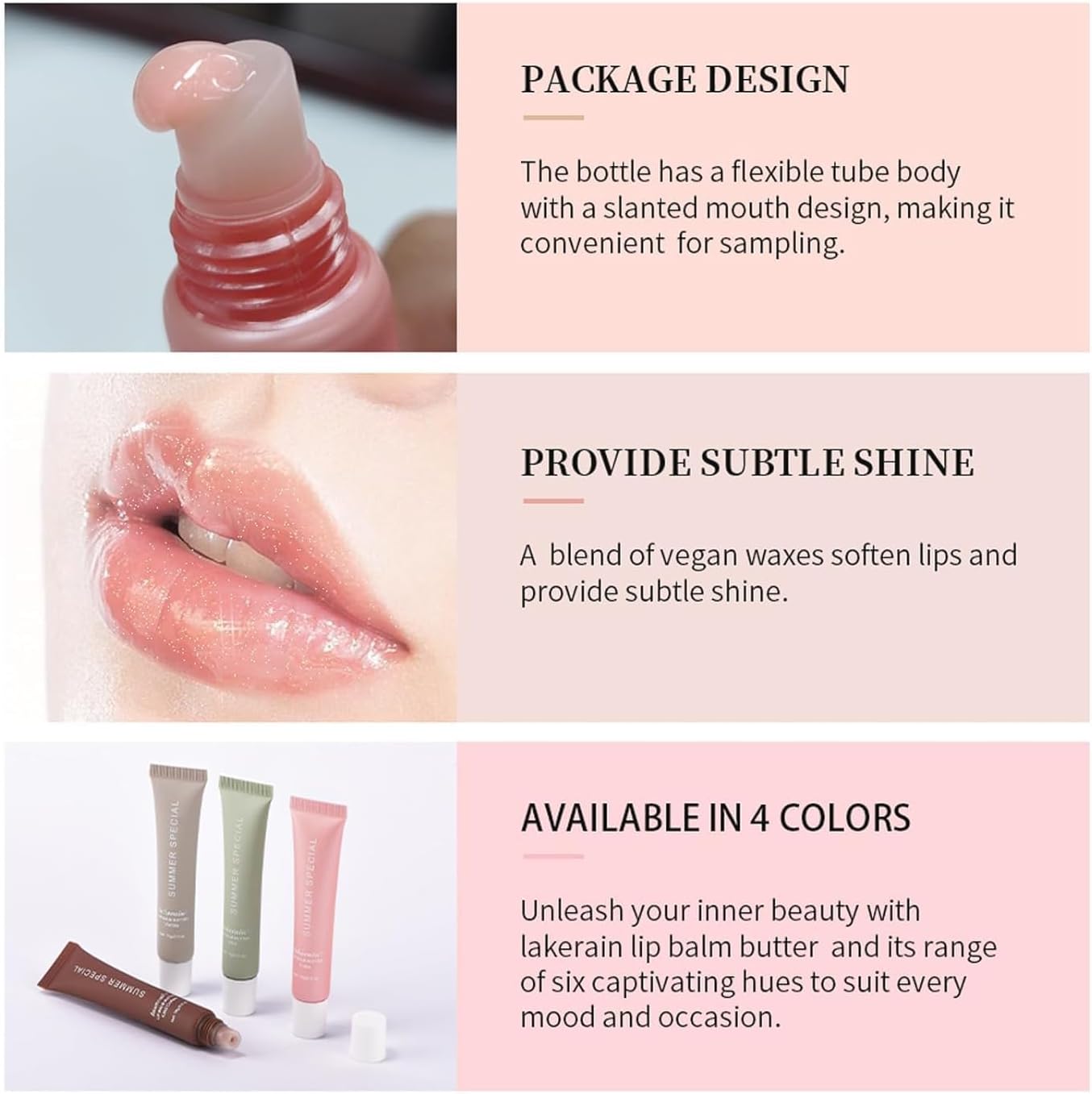 4 PCS Lip Glossy Butter Balm Set,Instant Moisture and Hydration Lip Gloss,Long-lasting Hydrating Non-Sticky Lip Balm,Soften Dry Lips and Lip Care, Summer & Winter Lip Care - View 5 of 5