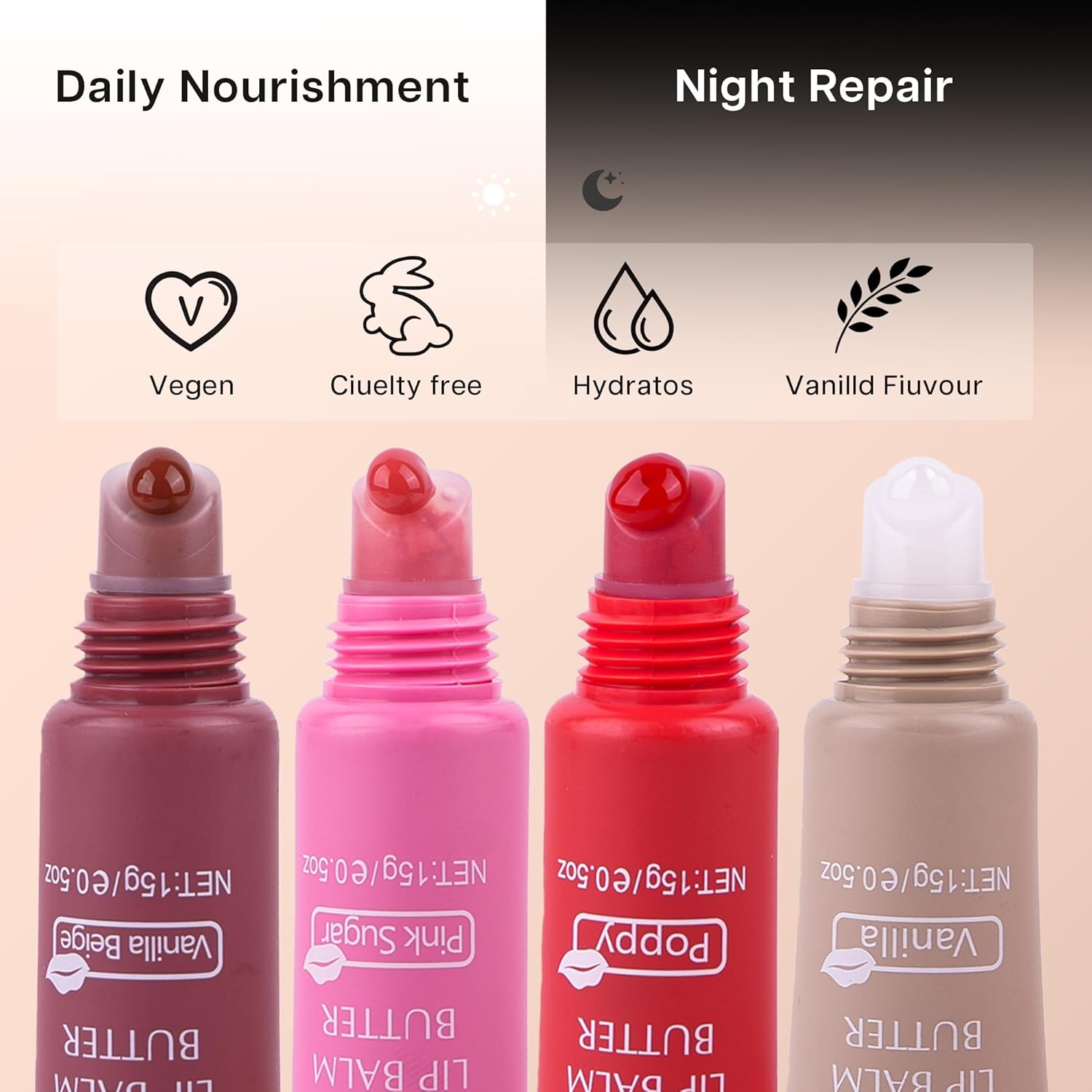 VRAIKO 2-in-1 Silky Lip Butter Balm & Lip Gloss, Hydration with Shea & Olive Oil Blend, Non-Sticky Moisture for Chapped Lips, Natural Ingredients (6 Colors) - View 4 of 5