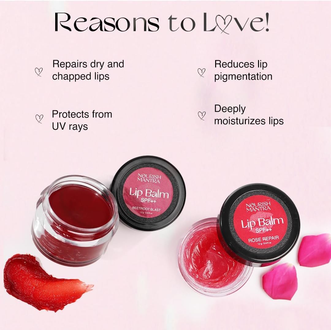 NOURISH MANTRA Beetroot & Rose Lip Balm with SPF | Made with Beetroot Extracts, Olive oil, Shea Butter, Vitamin E & Avocado Oil | For Dry, Chapped and Dark Lips | Best for Women and Men - View 3 of 3