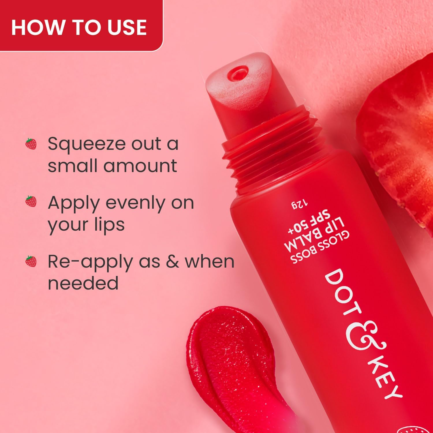 Dot & Key Strawberry Lip Balm for soft and naturally pink lips| SPF 30 & Vitamin C+E| fades lip pigmentation|for dark lips, 12g - View 2 of 8