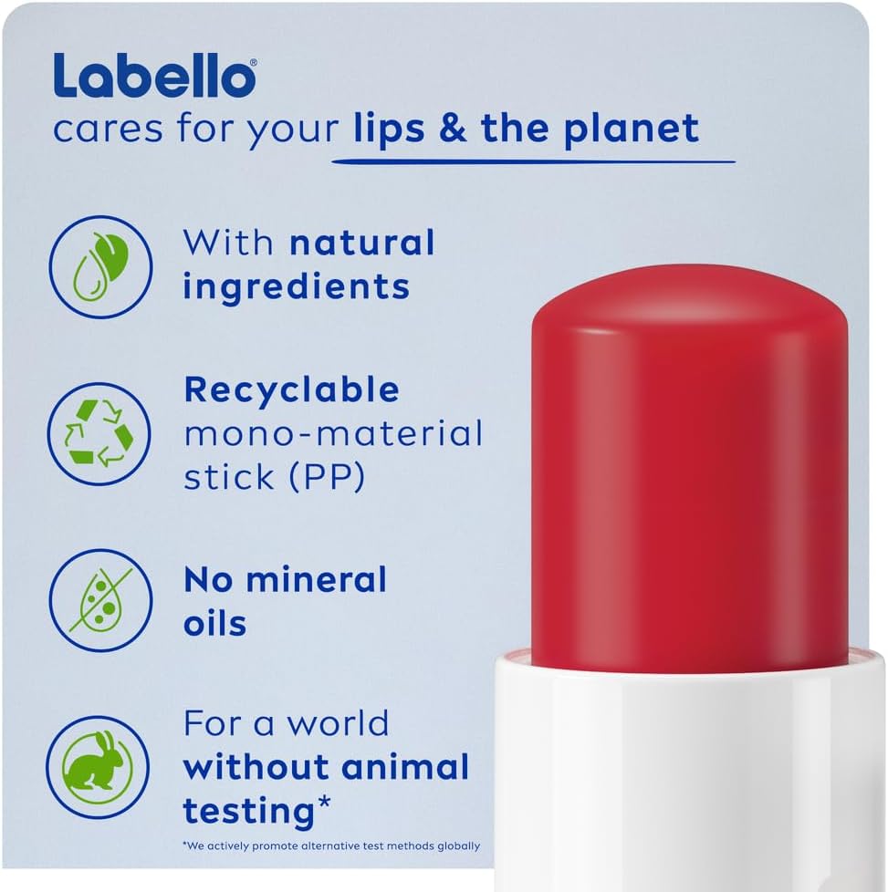 NIVEA LABELLO Lip Balm, Moisturising Lip Care, Strawberry Shine, 4.8g - View 2 of 6