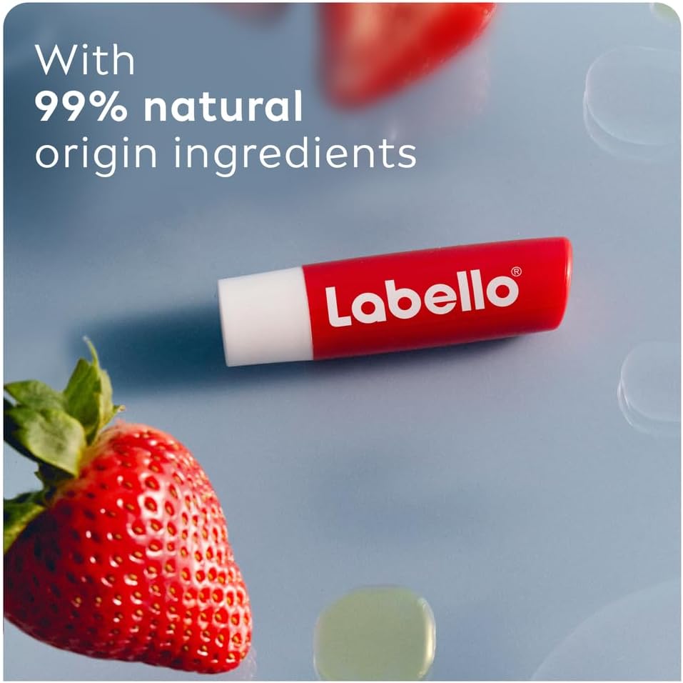 NIVEA LABELLO Lip Balm, Moisturising Lip Care, Strawberry Shine, 4.8g - View 5 of 6