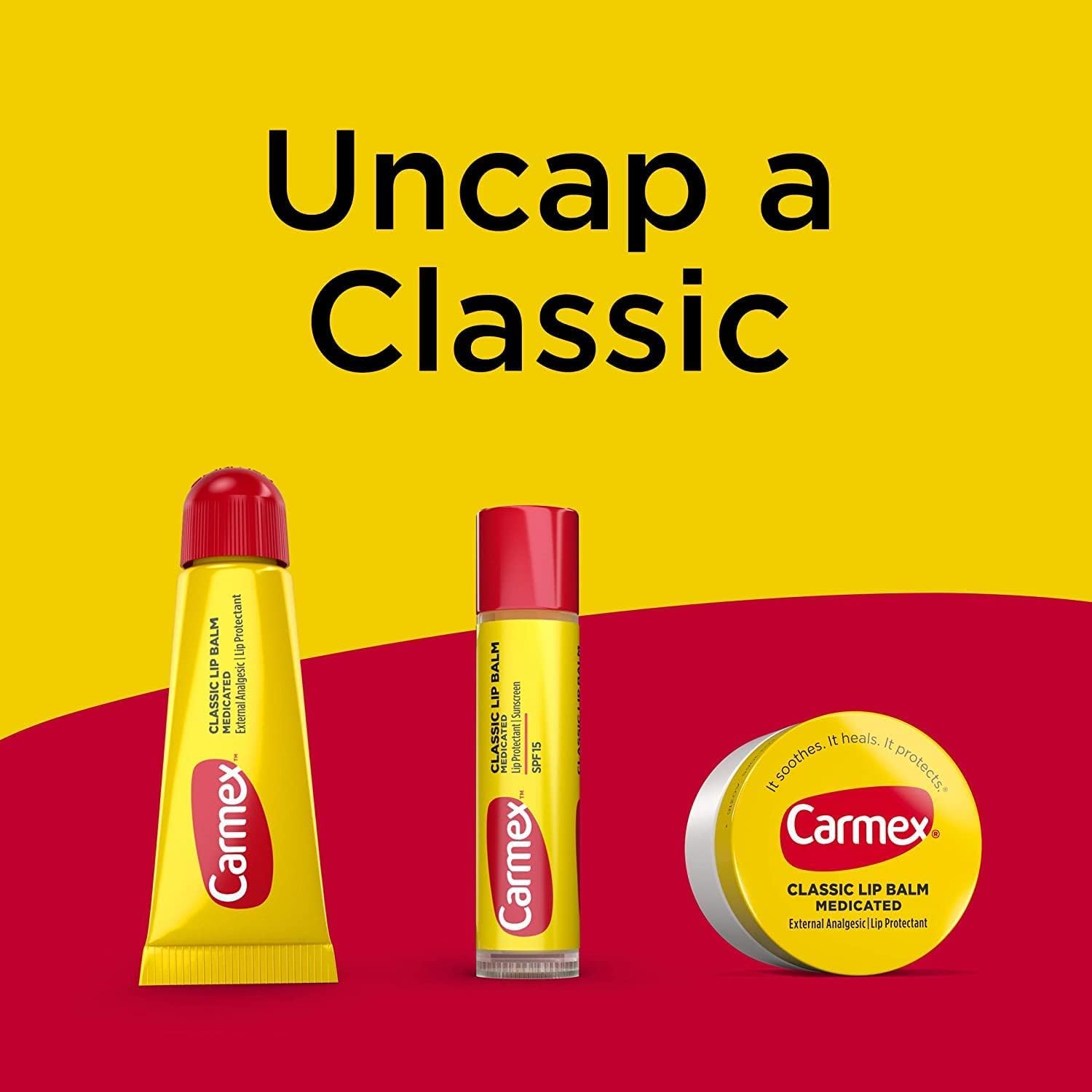 Carmex Classic Lip Balm SPF 15 Lip Protectant, 0.15 Ounce Pack of 3 (Stick in Blister Pack) - View 4 of 5