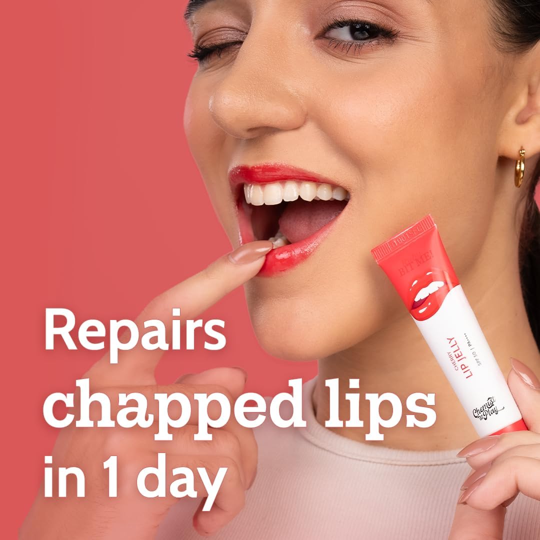 Chemist At Play Cherry Tinted Lip Balm for Dark, Dry, Chapped and Pigmented Lips| Gives 24 hours moisturization| SPF 50 PA+++| Has 2% Kojic Acid, Hyaluronic Acid, ceramides & Peptides| 10gms - View 2 of 5