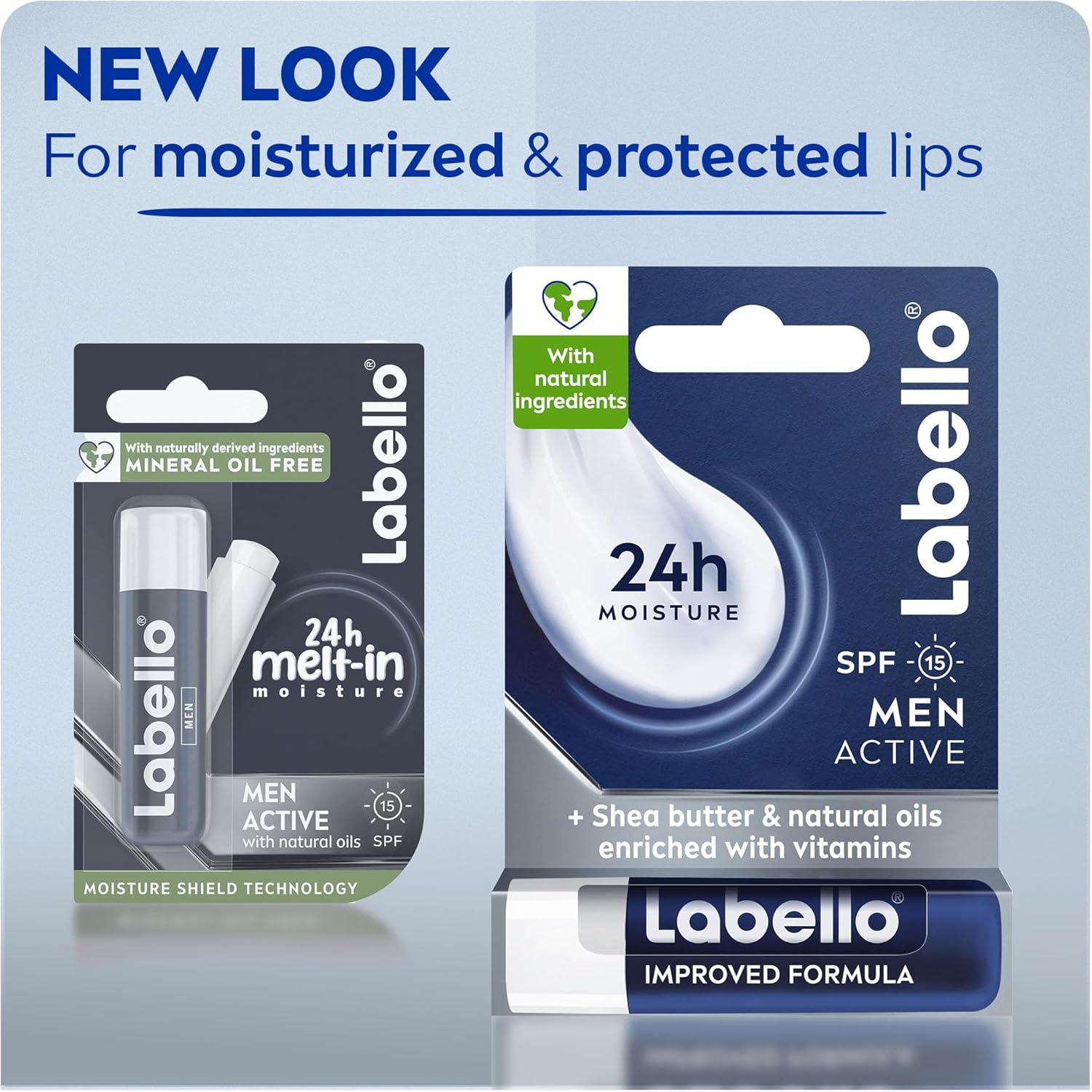Labello Men Active Lip Balm, SPF 15, 24H Melt-In Moisture, with naturally derived ingredients, Mineral Oil Free, Fragrance Free, 4.8g - View 3 of 8