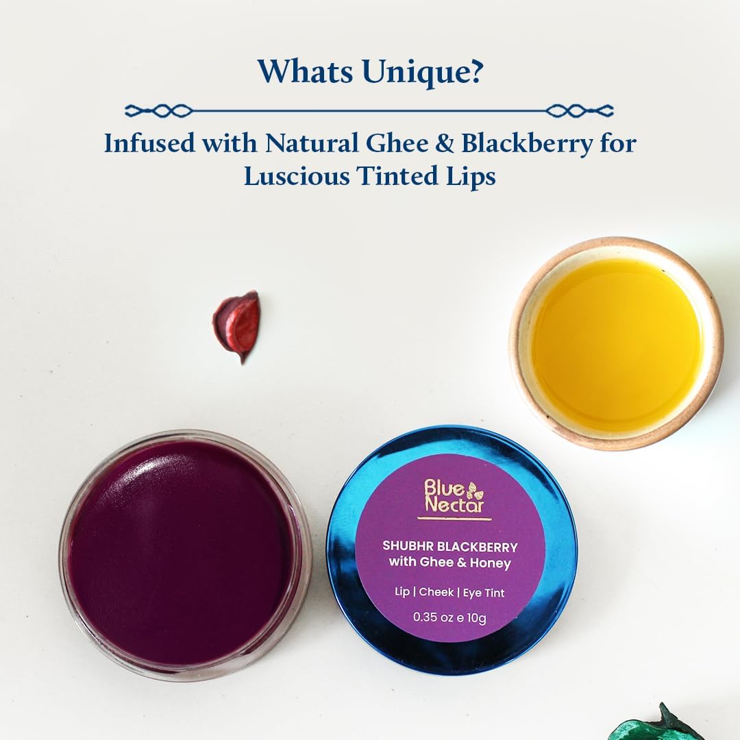 Blue Nectar Lip Tint Stain for Luscious Lips | Natural Blackberry Moisturizer for Dry Skin | Organic Cheek & Eye Tint (10g) - View 6 of 6