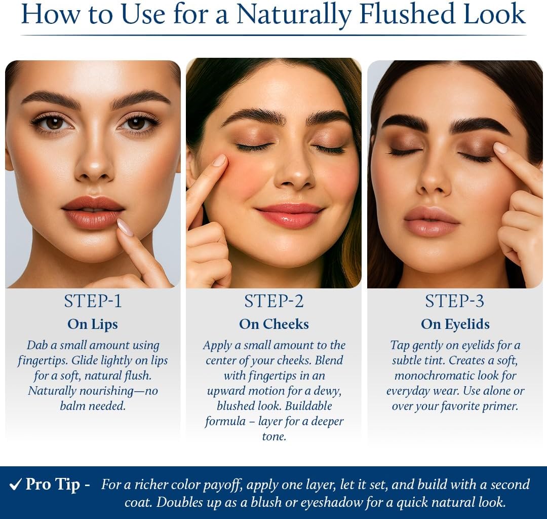 Blue Nectar Lip Tint Stain for Sheer Nude Tinted Lips | Hydrating Lip Tint, Color Infused, with Shea Butter for Natural Looking Finish (10g) - View 2 of 7