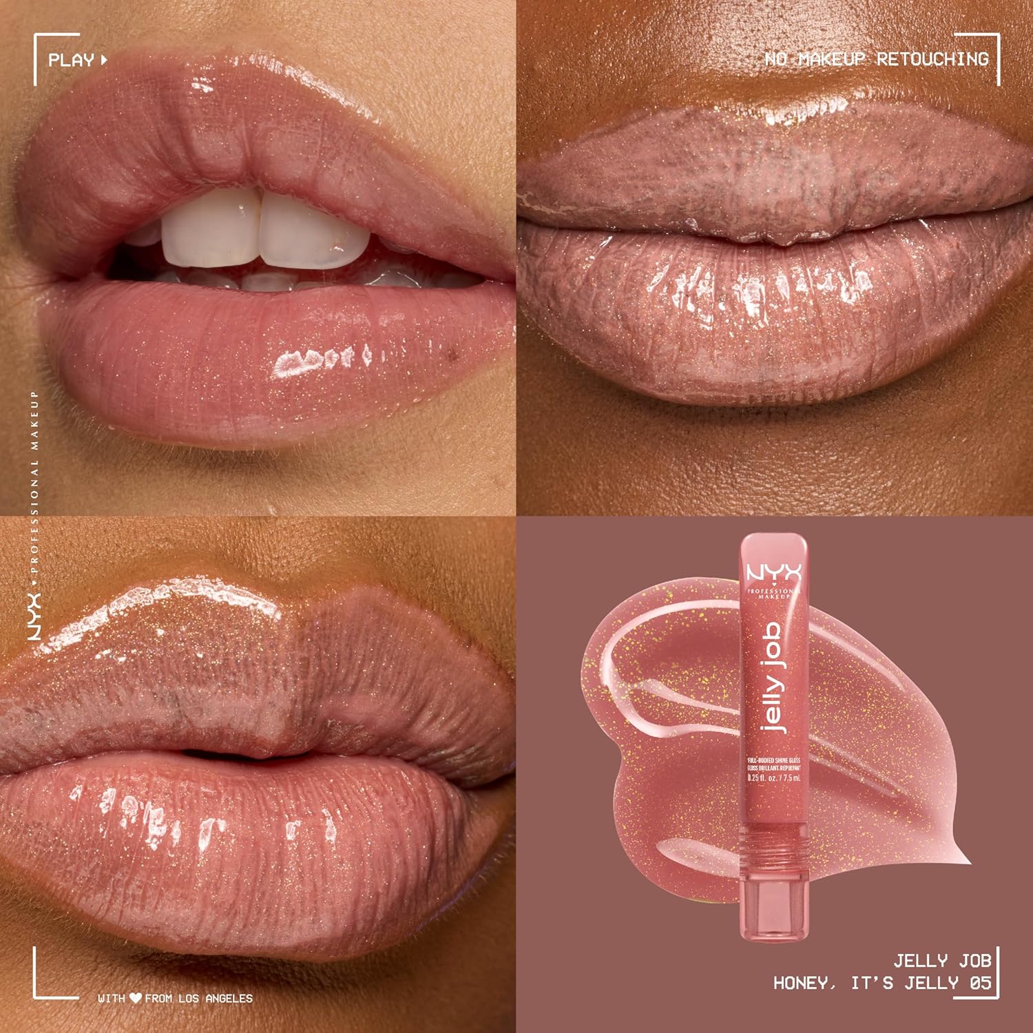 NYX Professional Makeup Jelly Job, Full-Bodied Shine Gloss, Lip-Smoothing Shine, Hyper-Glossy Finish, Honey It's Jelly - View 8 of 8