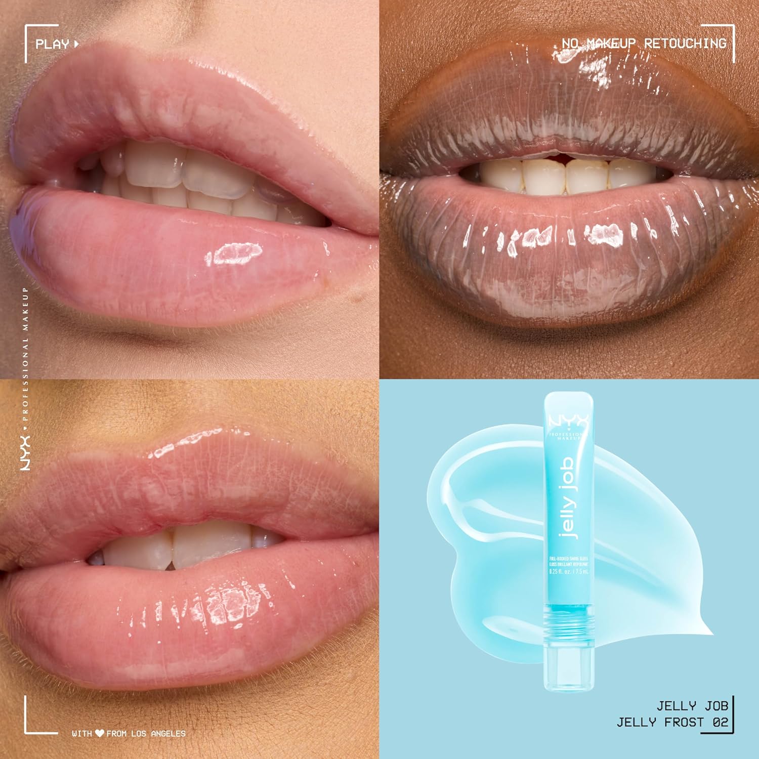 NYX Professional Makeup Jelly Job, Full-Bodied Shine Gloss, Lip-Smoothing Shine, Hyper-Glossy Finish, Jelly Frost - View 8 of 8