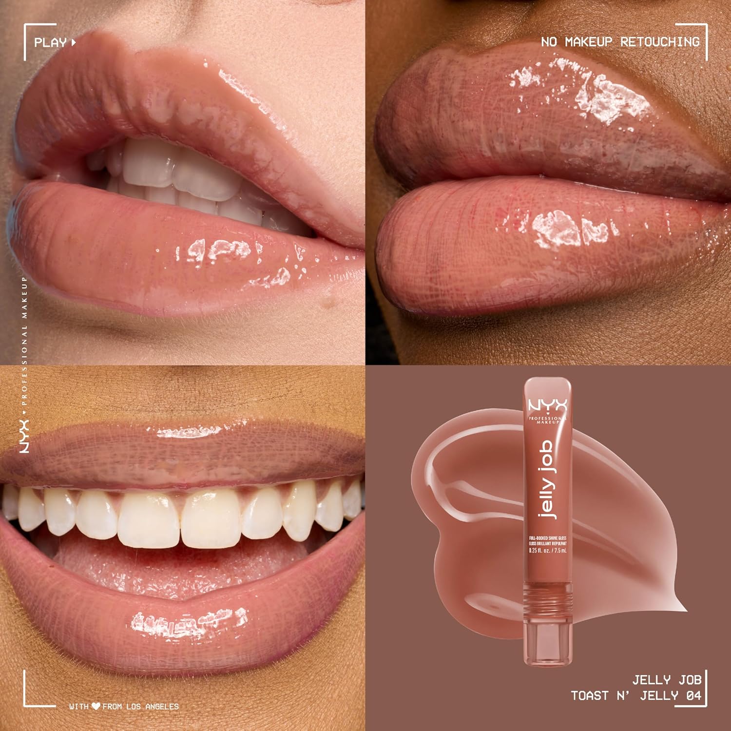 NYX Professional Makeup Jelly Job, Full-Bodied Shine Gloss, Lip-Smoothing Shine, Hyper-Glossy Finish, Toast N' Jelly - View 8 of 8