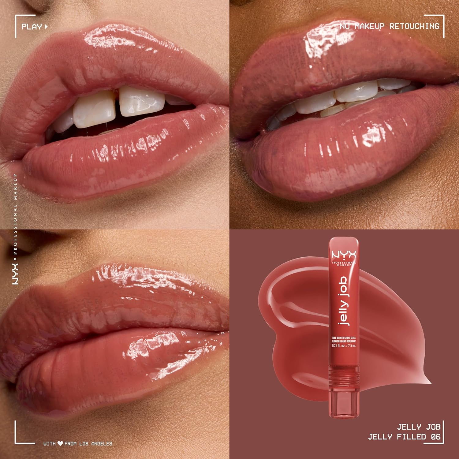 NYX Professional Makeup Jelly Job, Full-Bodied Shine Gloss, Lip-Smoothing Shine, Hyper-Glossy Finish, Jelly Filled - View 7 of 7