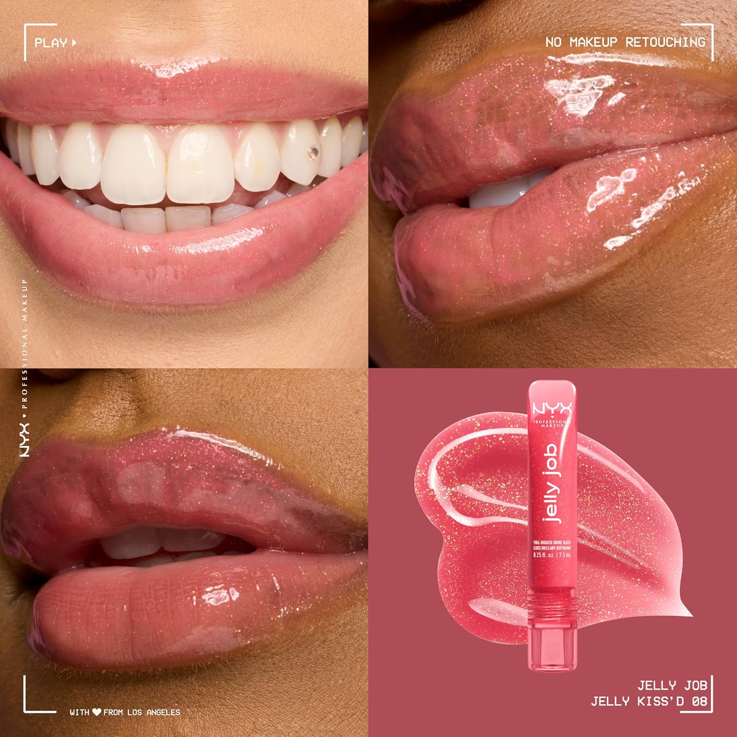 NYX Professional Makeup Jelly Job, Full-Bodied Shine Gloss, Lip-Smoothing Shine, Hyper-Glossy Finish, Jelly Kiss'd - View 7 of 7