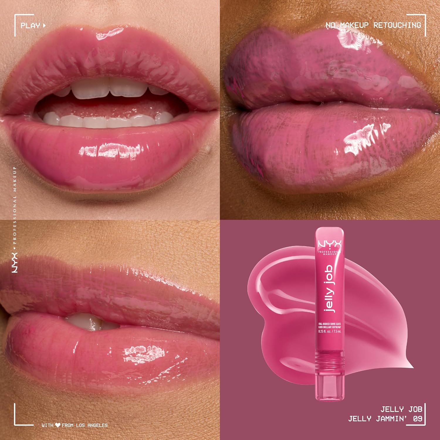 NYX Professional Makeup Jelly Job, Full-Bodied Shine Gloss, Lip-Smoothing Shine, Hyper-Glossy Finish, Jelly Jammin' - View 7 of 7