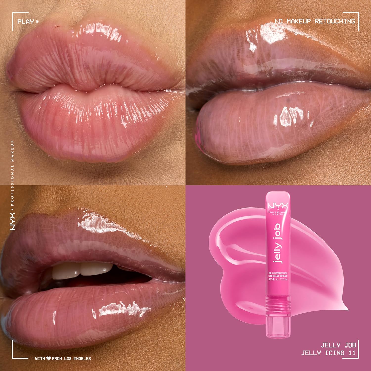 NYX Professional Makeup Jelly Job, Full-Bodied Shine Gloss, Lip-Smoothing Shine, Hyper-Glossy Finish, Jelly Icing - View 8 of 8