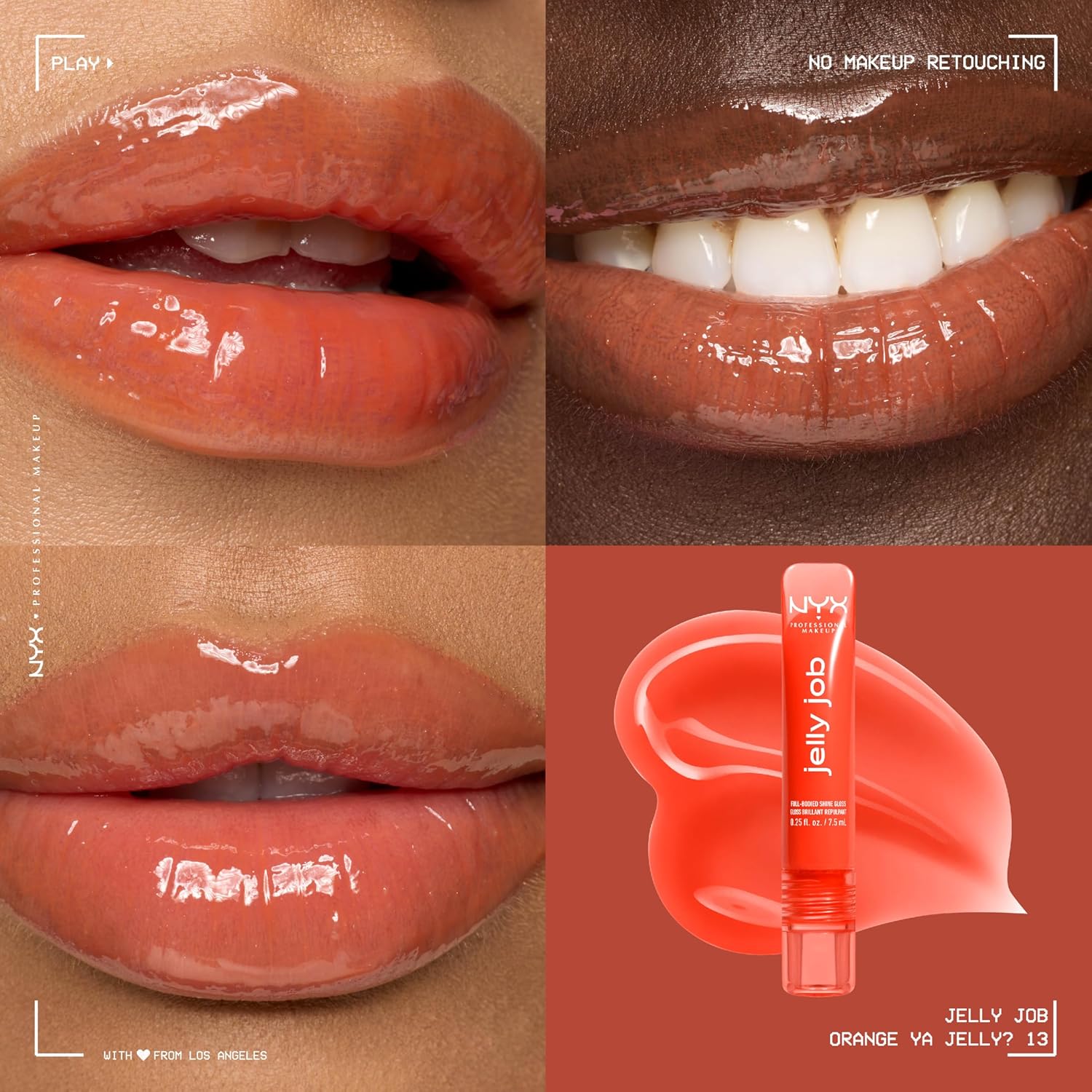 NYX Professional Makeup Jelly Job, Full-Bodied Shine Gloss, Lip-Smoothing Shine, Hyper-Glossy Finish, Orange Ya Jelly? - View 8 of 8