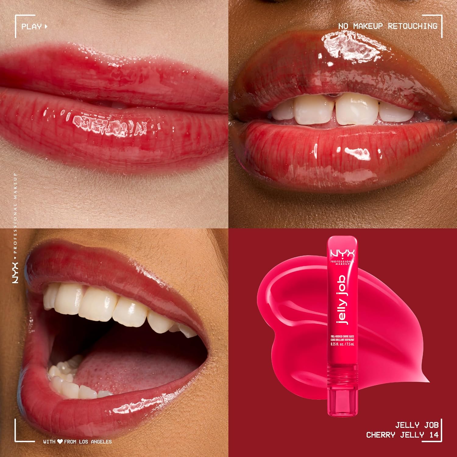 NYX Professional Makeup Jelly Job, Full-Bodied Shine Gloss, Lip-Smoothing Shine, Hyper-Glossy Finish, Cherry Jelly - View 7 of 7