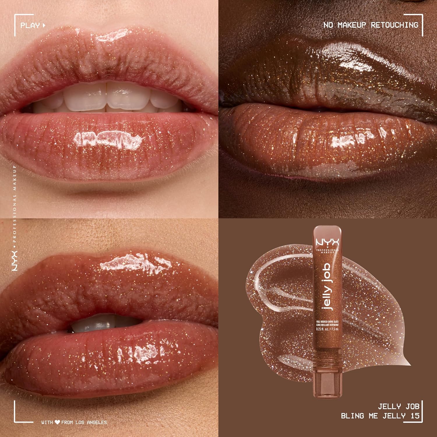 NYX Professional Makeup Jelly Job, Full-Bodied Shine Gloss, Lip-Smoothing Shine, Hyper-Glossy Finish, Bling Me Jelly - View 7 of 7
