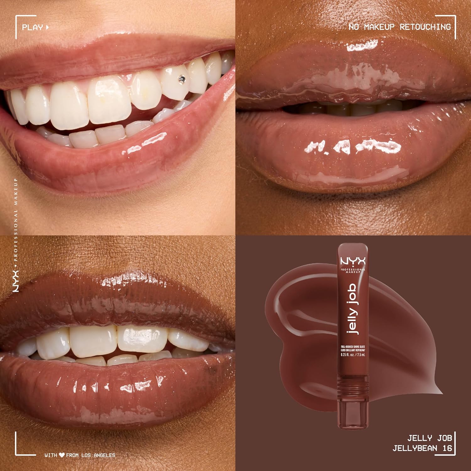 NYX Professional Makeup Jelly Job, Full-Bodied Shine Gloss, Lip-Smoothing Shine, Hyper-Glossy Finish, Jellybean - View 8 of 8