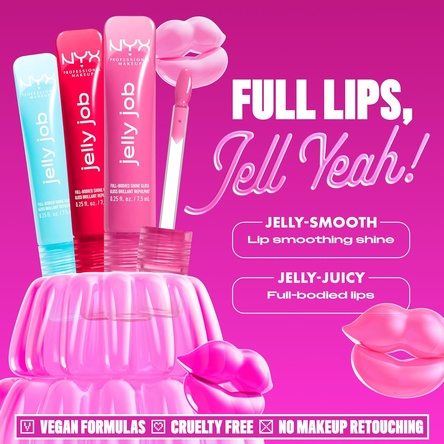 NYX Professional Makeup Jelly Job, Full-Bodied Shine Gloss, Lip-Smoothing Shine, Hyper-Glossy Finish, Jelly Blushin' - View 7 of 8