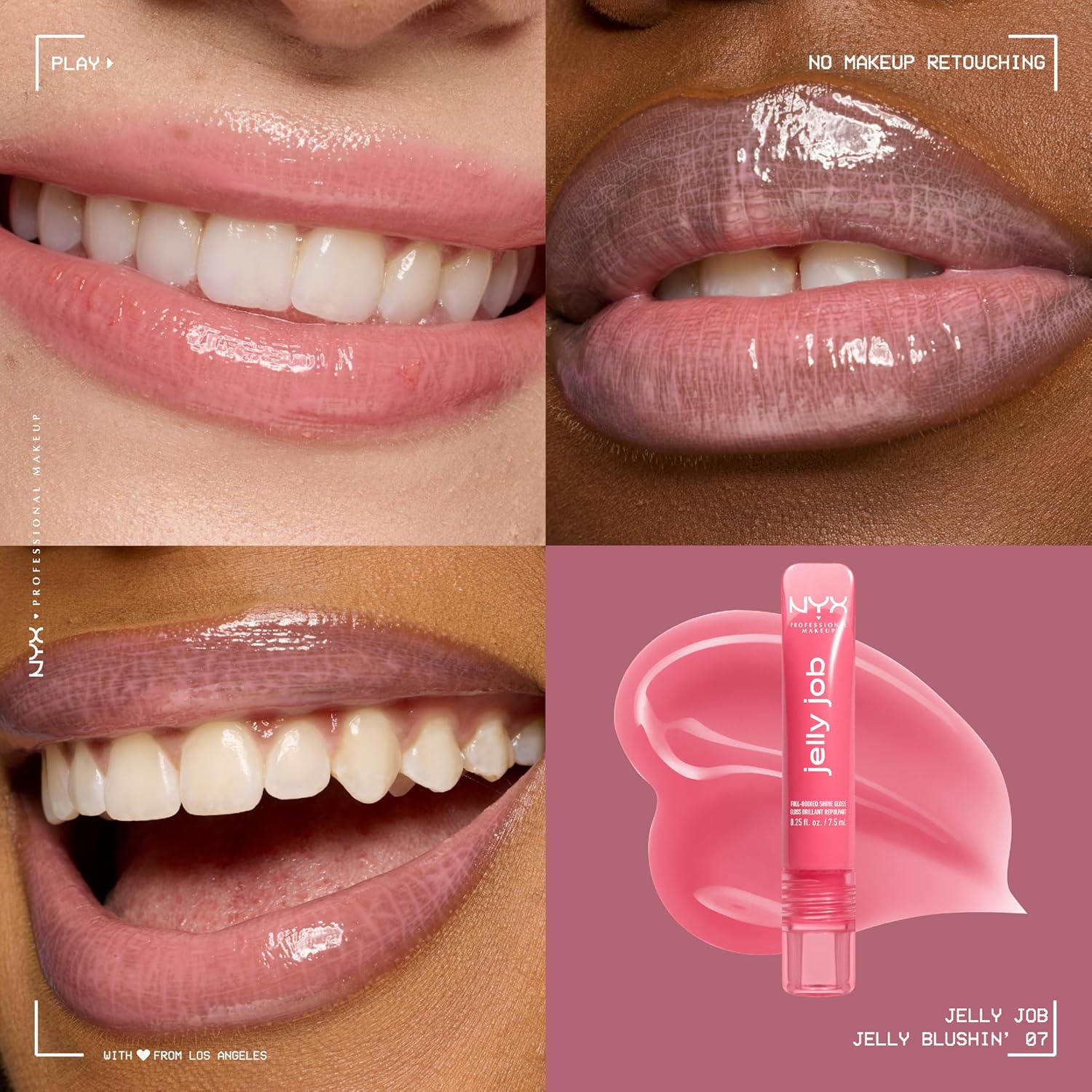 NYX Professional Makeup Jelly Job, Full-Bodied Shine Gloss, Lip-Smoothing Shine, Hyper-Glossy Finish, Jelly Blushin' - View 8 of 8