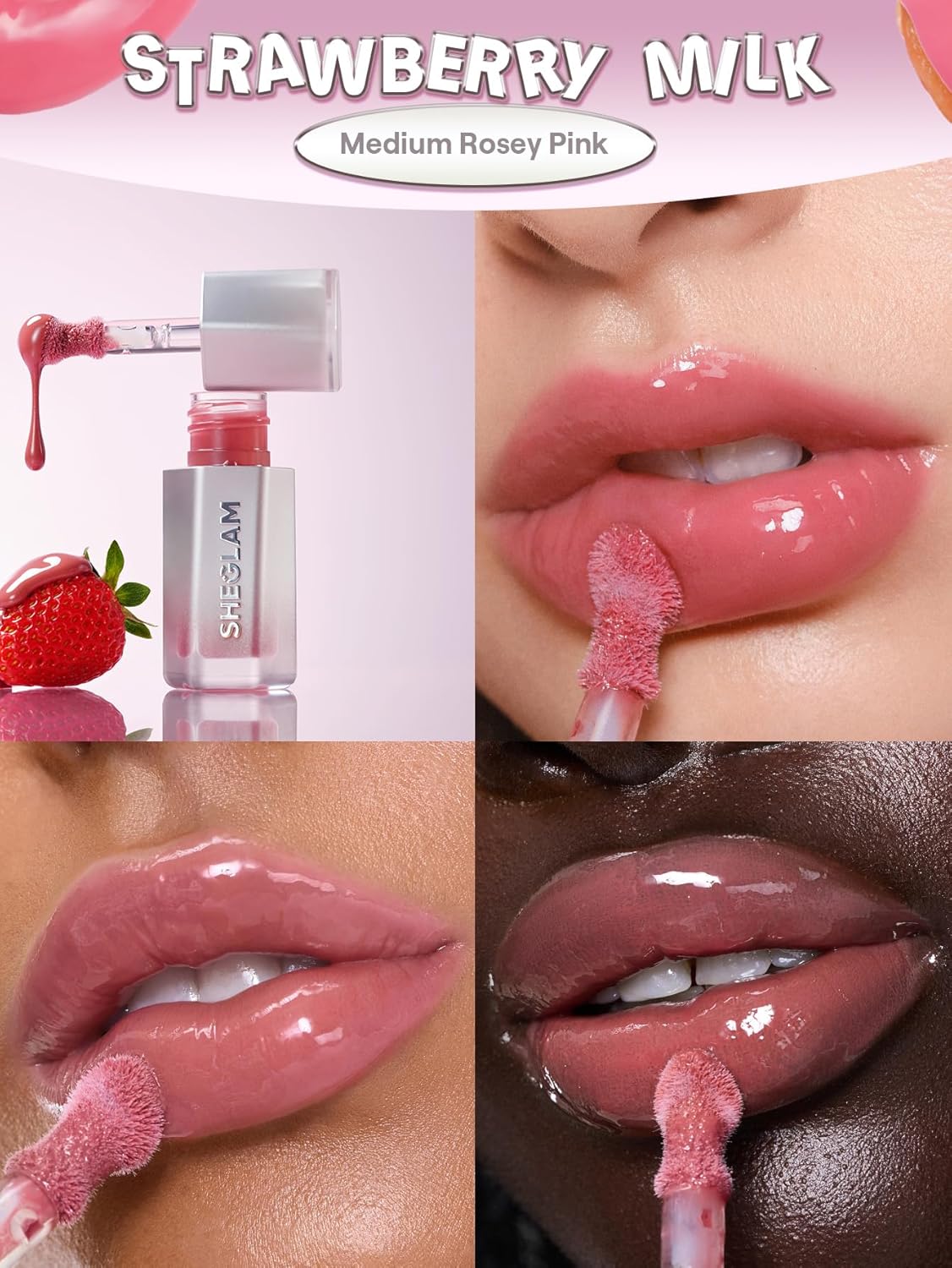 SHEGLAM Glass Lock Air Lip Gloss, High Shine Finish, Hydrating & Moisturizing, Lightweight Non-Sticky Formula for Smooth, Plump Lips (Strawberry Milk) - View 7 of 8