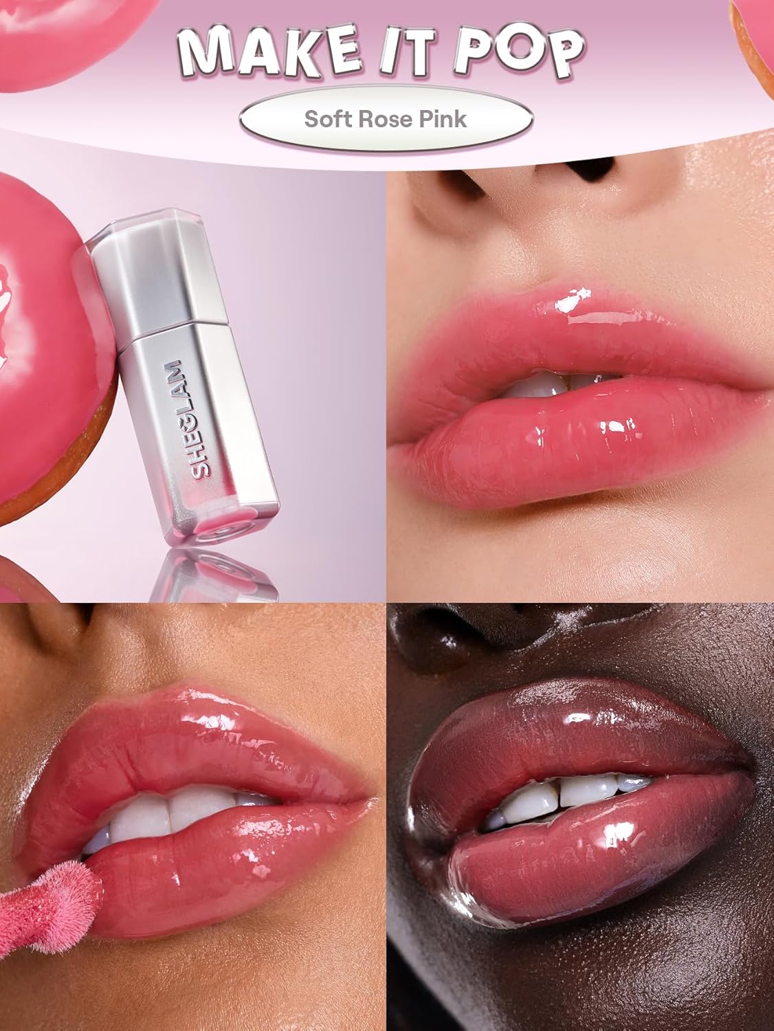 SHEGLAM Glass Lock Air Lip Gloss, High Shine Finish, Hydrating & Moisturizing, Lightweight Non-Sticky Formula for Smooth, Plump Lips (Make lt Pop) - View 6 of 7
