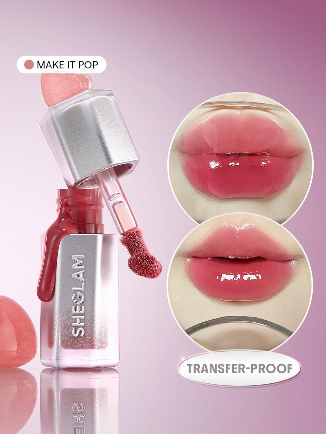SHEGLAM Glass Lock Air Lip Gloss, High Shine Finish, Hydrating & Moisturizing, Lightweight Non-Sticky Formula for Smooth, Plump Lips (Make lt Pop) - View 7 of 7