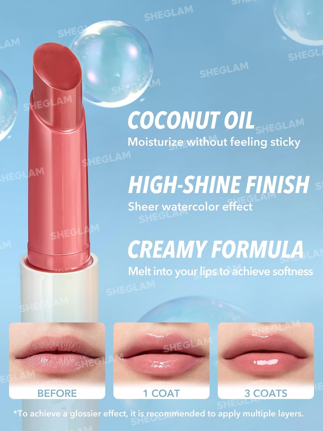 SHEGLAM PoutPerfect Hydrating Solid Lip Gloss Non-Sticky Lipstick with Coconut Oil - Pink Flamingo - View 4 of 6