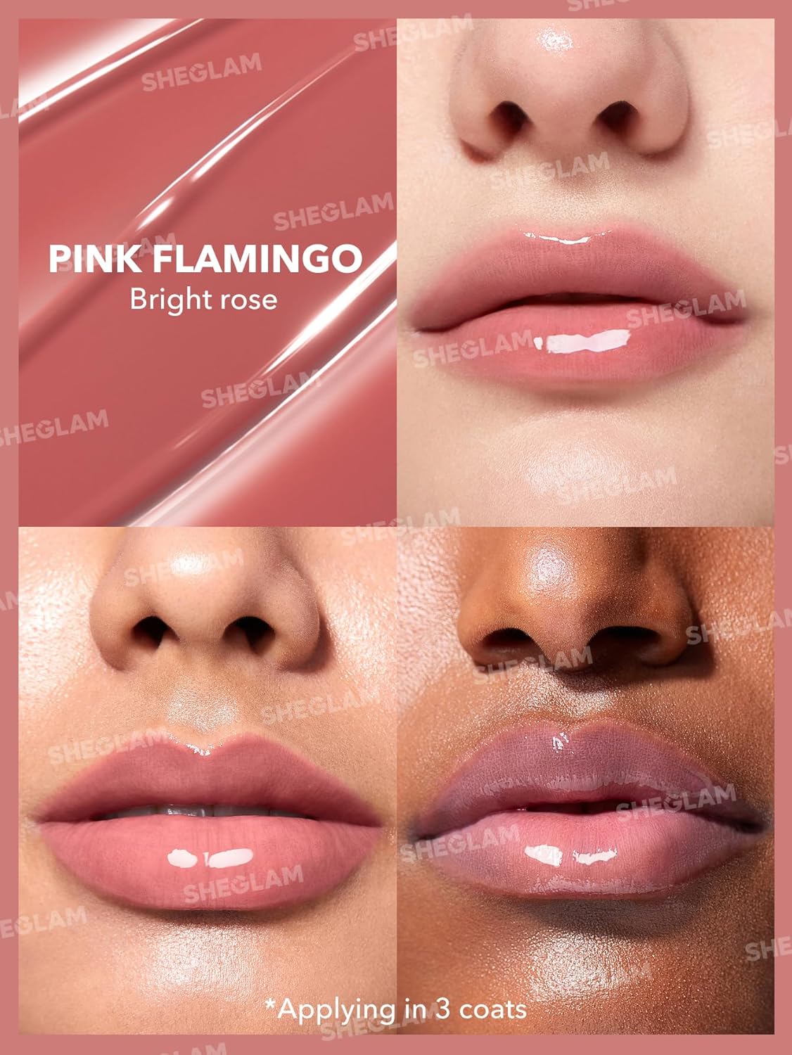 SHEGLAM PoutPerfect Hydrating Solid Lip Gloss Non-Sticky Lipstick with Coconut Oil - Pink Flamingo - View 5 of 6