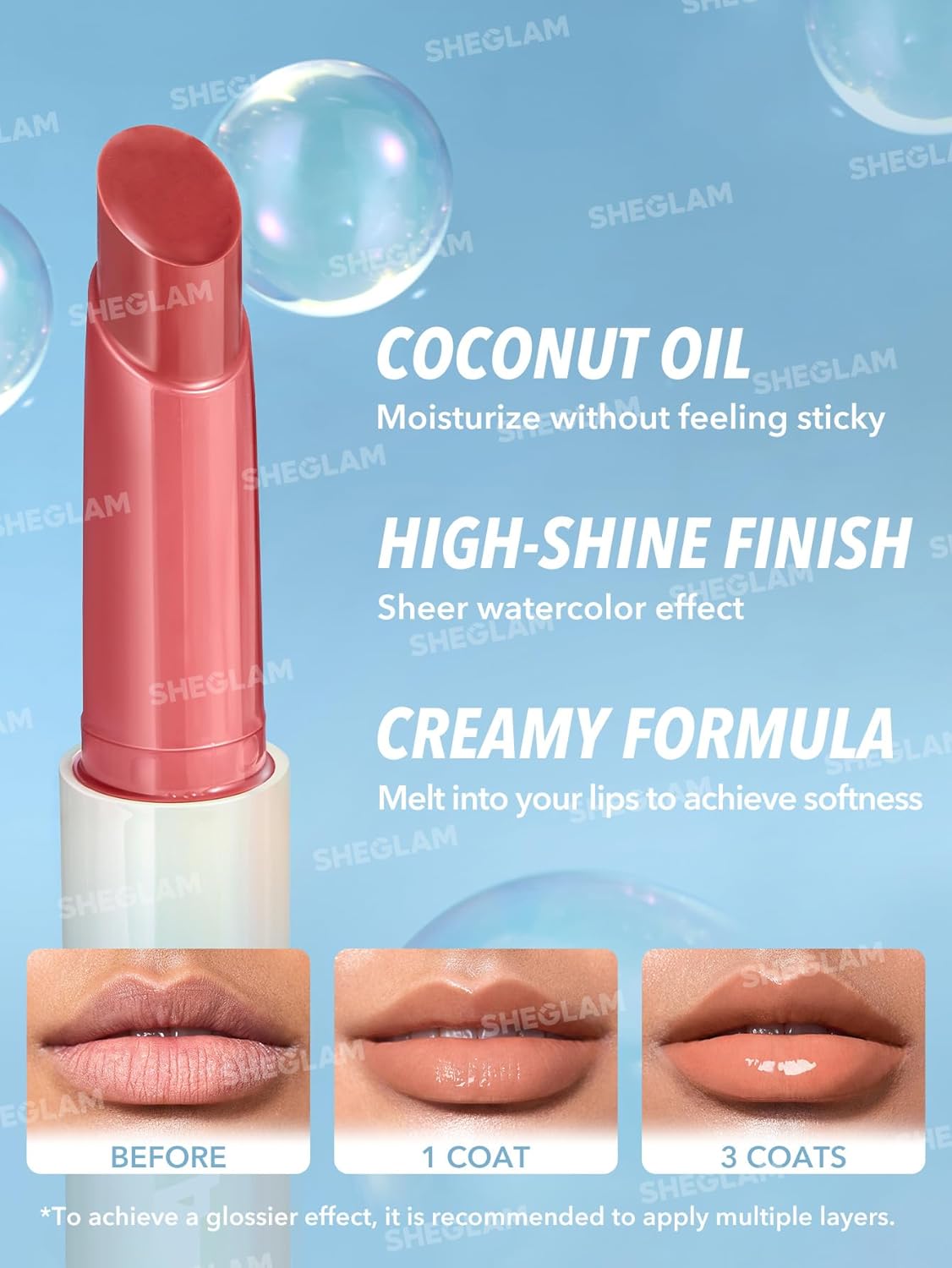 SHEGLAM PoutPerfect Moisturising Solid Lip Gloss Non Sticky Lipstick with Coconut Oil Walk on the Beach - View 4 of 6