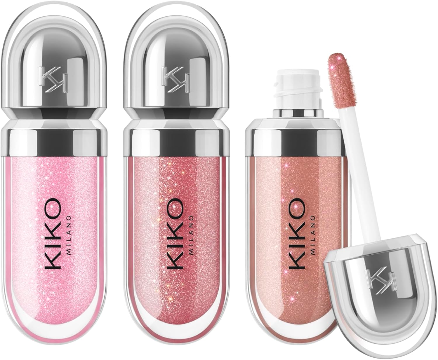 KIKO Milano Glossy Lip Set Mini, Lip Set: 3 Moisturising Mini Lip Gloses with 3D Volume Effect - View 4 of 4