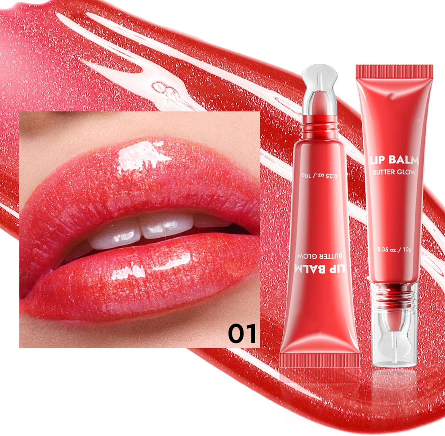 L-Ip Balm Butter, Hydrating Gloss, L-I-P Gloss Set, Plumping Glow Oil, Soothing Lip Care, Conditioning Mask, Natural Ingredients Product, Butter - Classic Red(01) - View 5 of 8