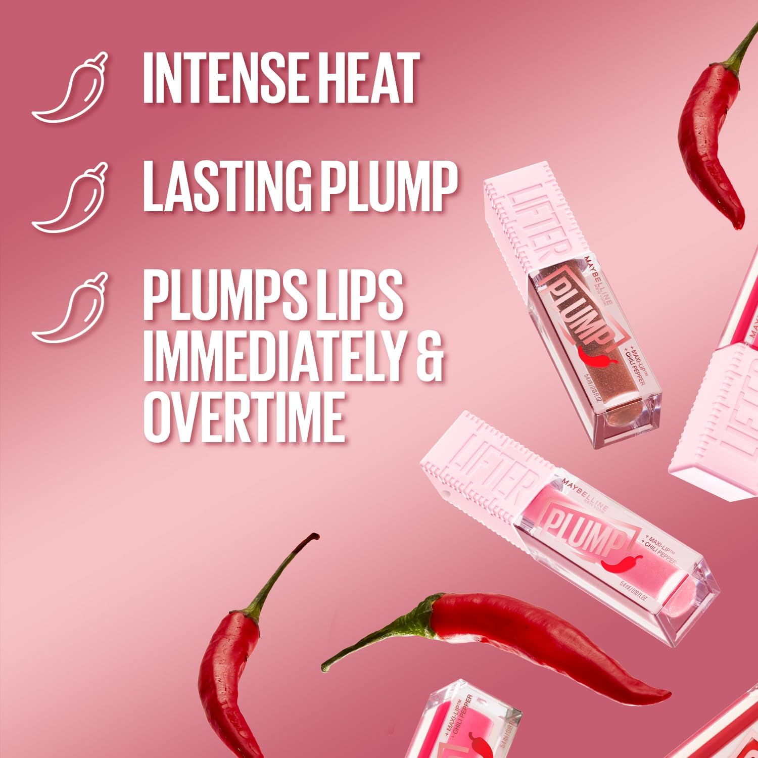 Maybelline New York - Lip gloss with immediate plumping effect and XXL volume, enriched chili pepper, Lifter Plump, Cocoa Zing tint, 5.4 ml - View 4 of 5