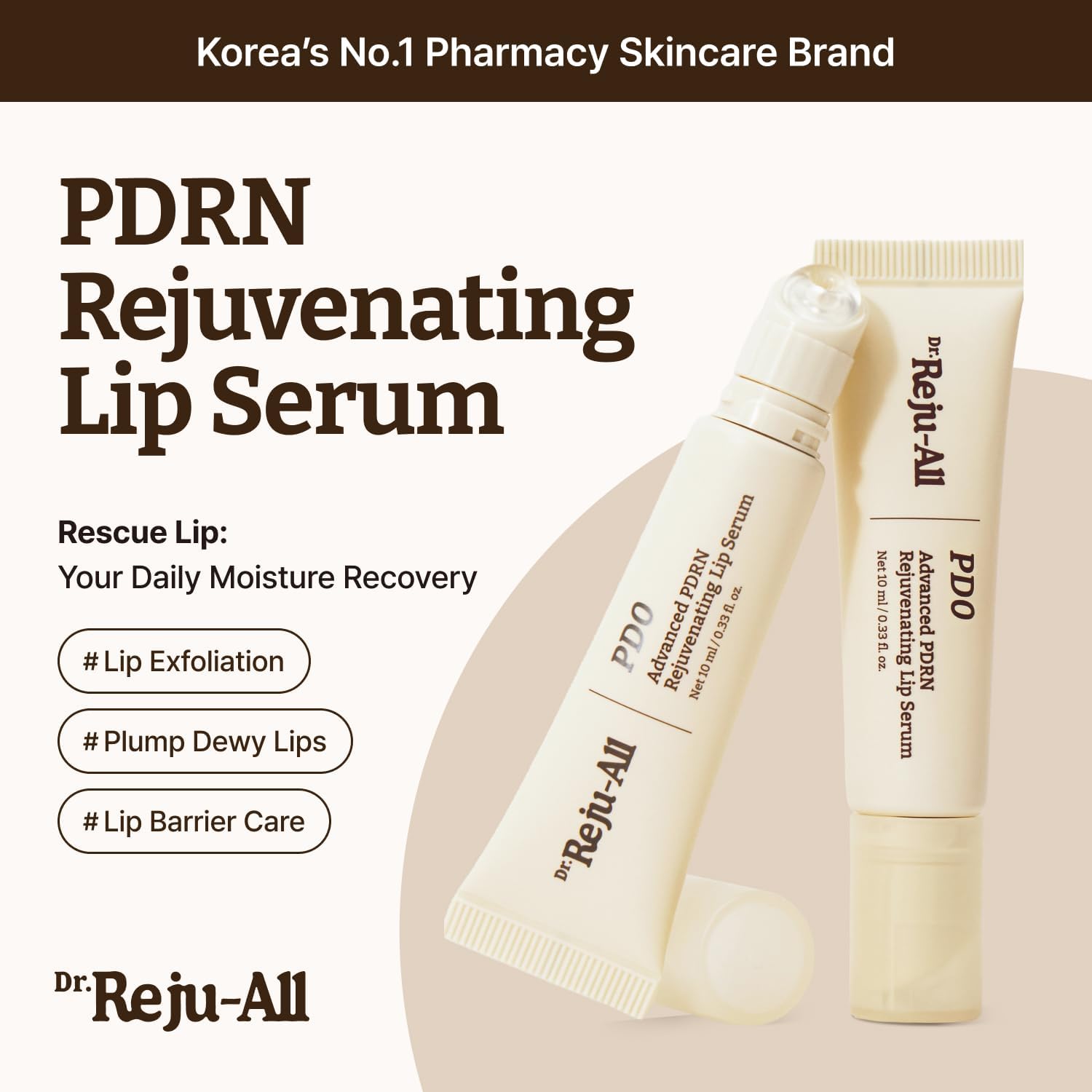 Dr.Reju-All Advanced PDRN Rejuvenating Lip Serum - Hydrating Lip Balm with Lipozip PDRN for Glowy, Dewy Lips - Gentle Exfoliating & Smoothing Lip Moisturizer - Hibiscus & Lactic Acid - 10ml - View 6 of 6