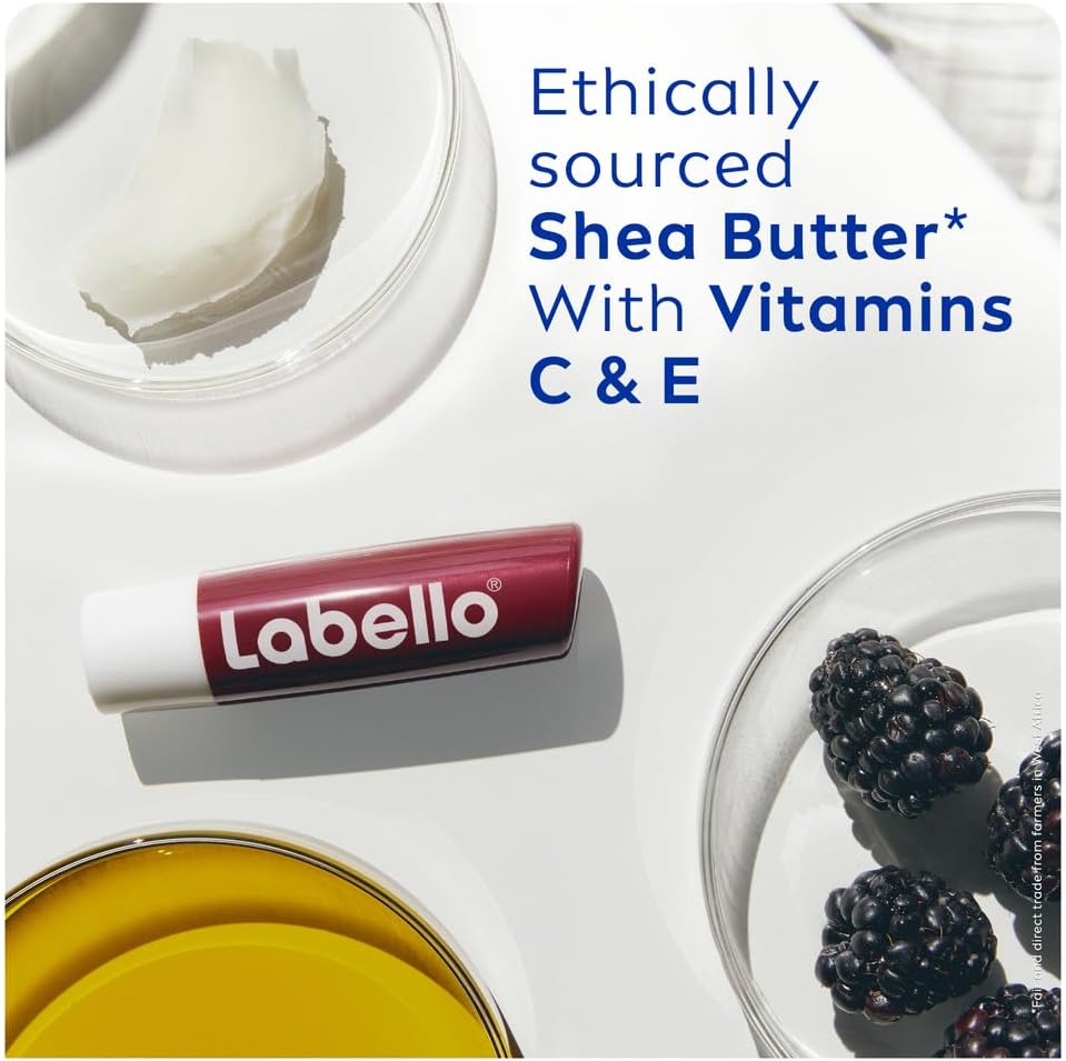 Labello Blackberry Shine Lip Balm, 24H Melt-In Moisture, with Shea Butter and Natural Oils Enriched with Vitamins, with Natural Ingredients, Mineral Oil Free, Vegan, 4.8g - View 3 of 6