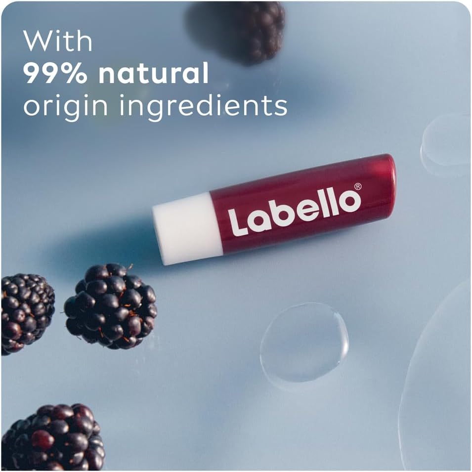 Labello Blackberry Shine Lip Balm, 24H Melt-In Moisture, with Shea Butter and Natural Oils Enriched with Vitamins, with Natural Ingredients, Mineral Oil Free, Vegan, 4.8g - View 5 of 6