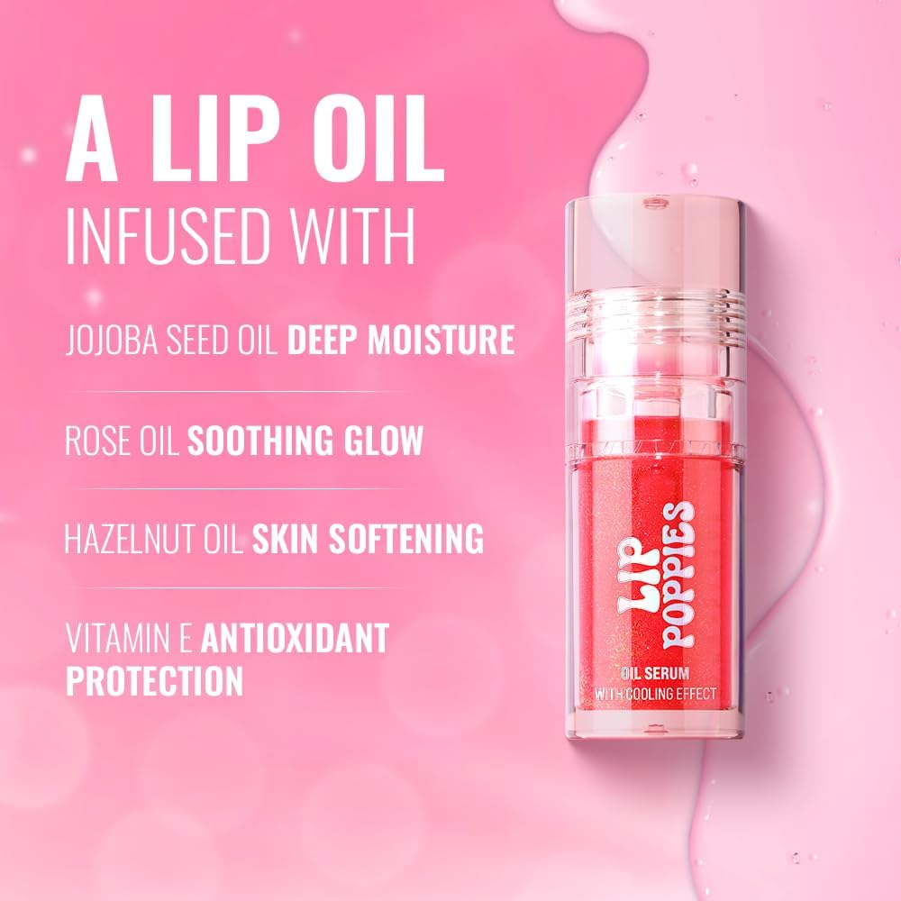 Character Lip Poppies Oil Serum | Hydrating Lip Tint | Non-Sticky Gloss Finish | Nourishing Formula with Natural Shine | Moisturizing Lip Oil for Smooth & Plump Lips - View 3 of 5