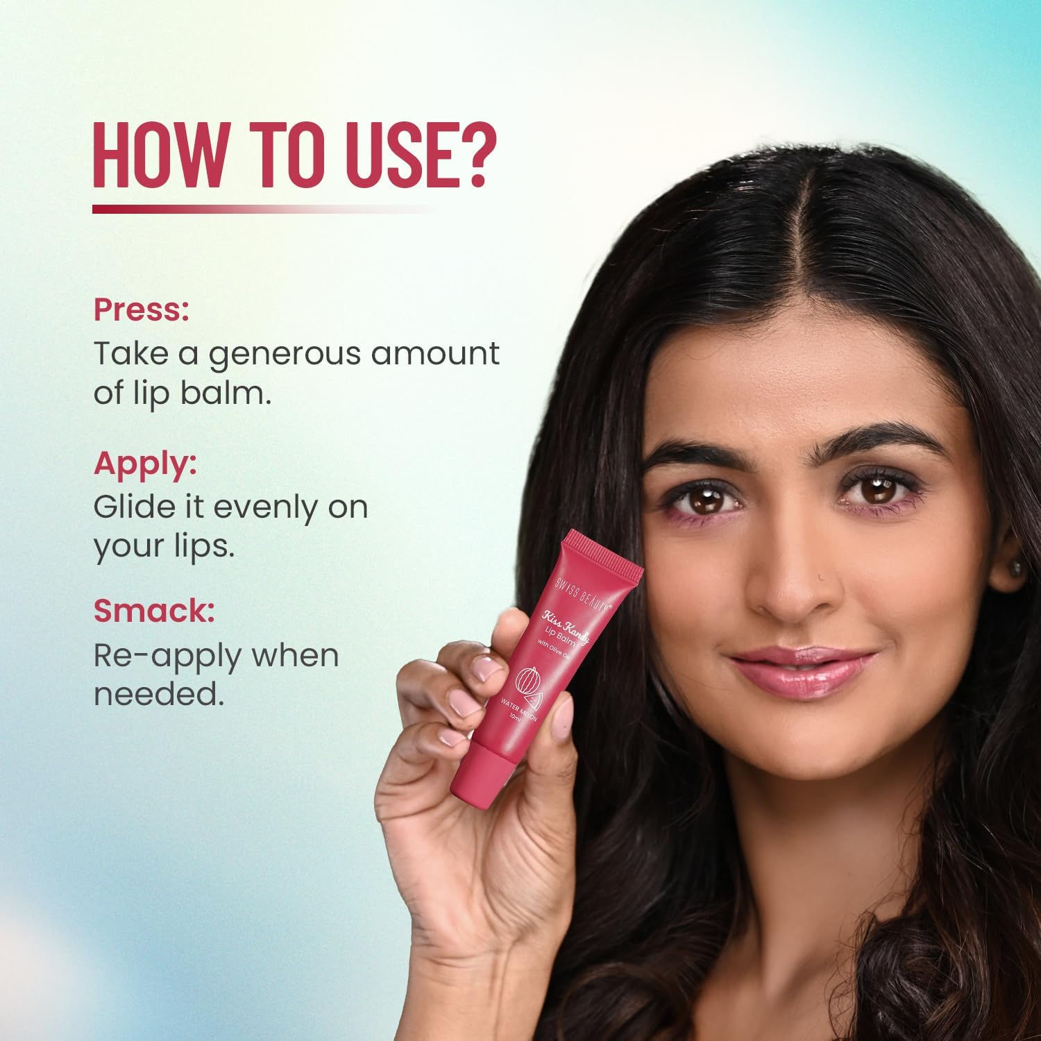 Swiss Beauty Kiss Kandy Lip Balm with Olive Oil | Moisturising | Non-Sticky | Soft & Smooth Lips | Shade - Water Melon, 10ml - View 3 of 6