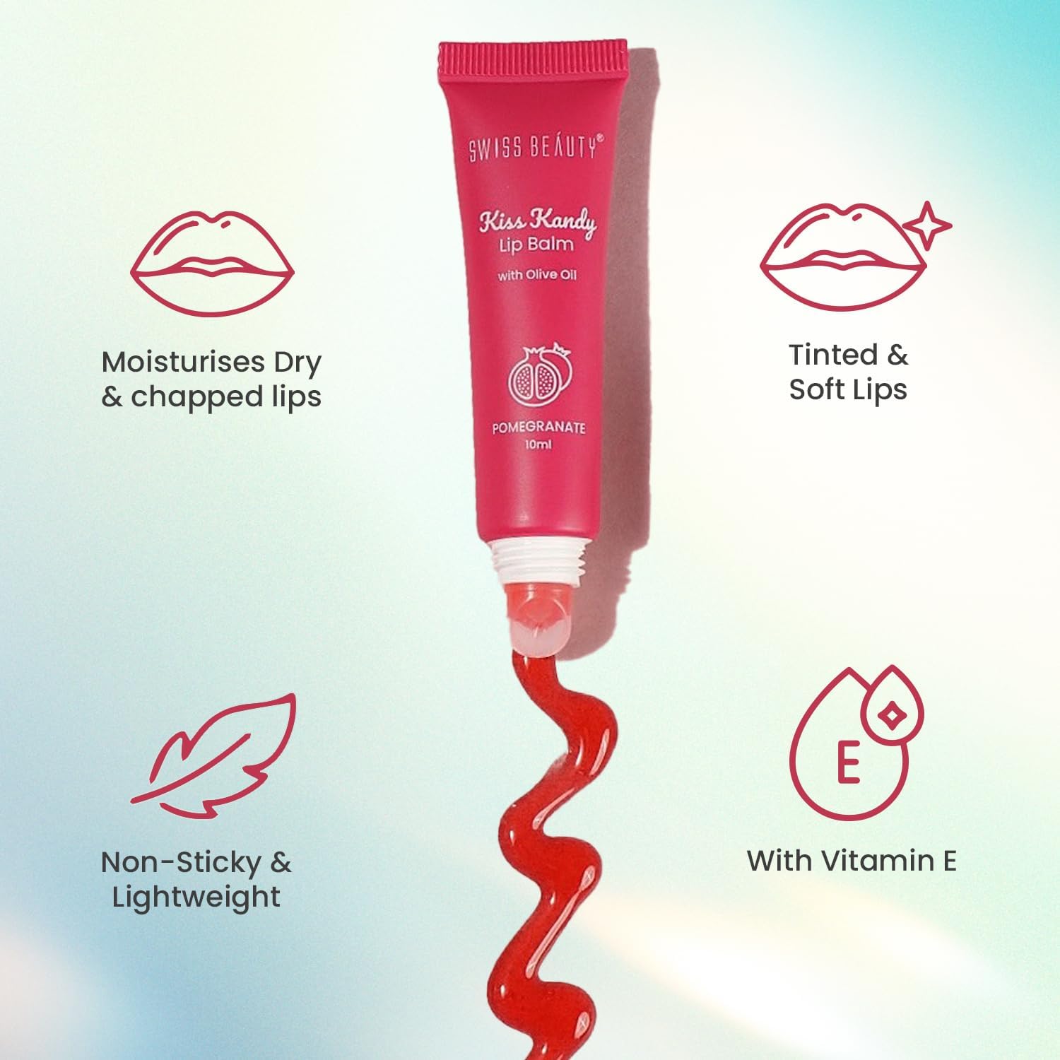Swiss Beauty Kiss Kandy Lip Balm with Olive Oil | Moisturising | Non-Sticky | Soft & Smooth Lips | Shade - Water Melon, 10ml - View 5 of 6