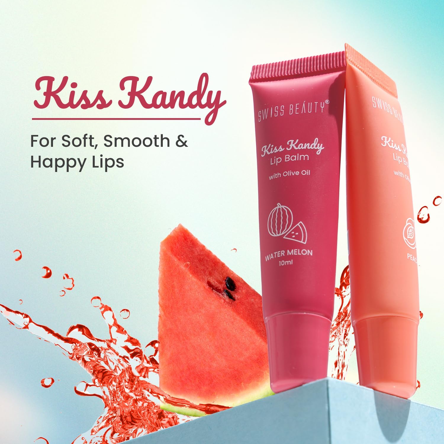 Swiss Beauty Kiss Kandy Lip Balm with Olive Oil | Moisturising | Non-Sticky | Soft & Smooth Lips | Shade - Water Melon, 10ml - View 6 of 6