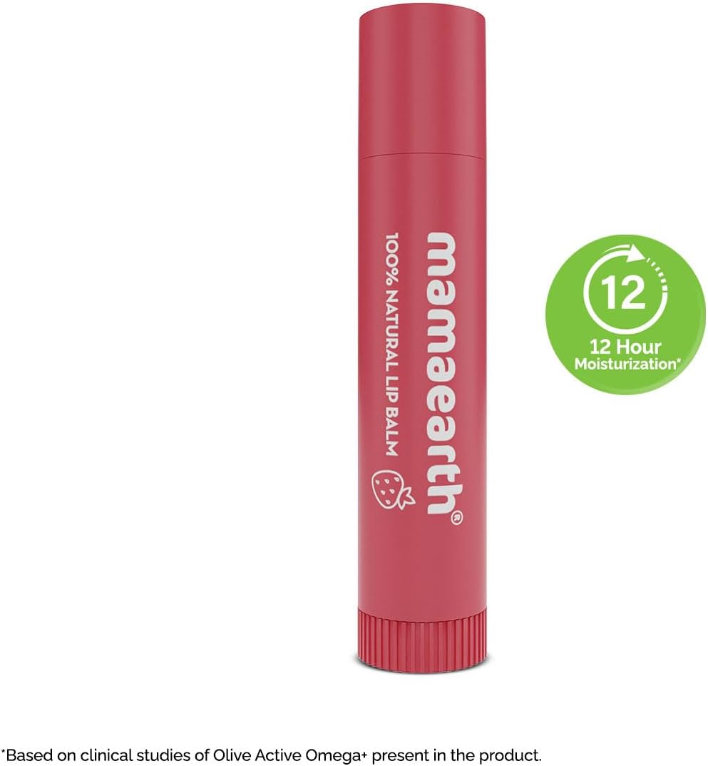 Mamaearth Strawberry Tinted 100% Natural Lip Balm with Vitamin E | 12 Hour Moisturization, Heals Dry & Chapped Lips, Hydrating & Nourishing Lip Care, Soft & Smooth Lips, Natural Tint Finish, 4g - View 6 of 6