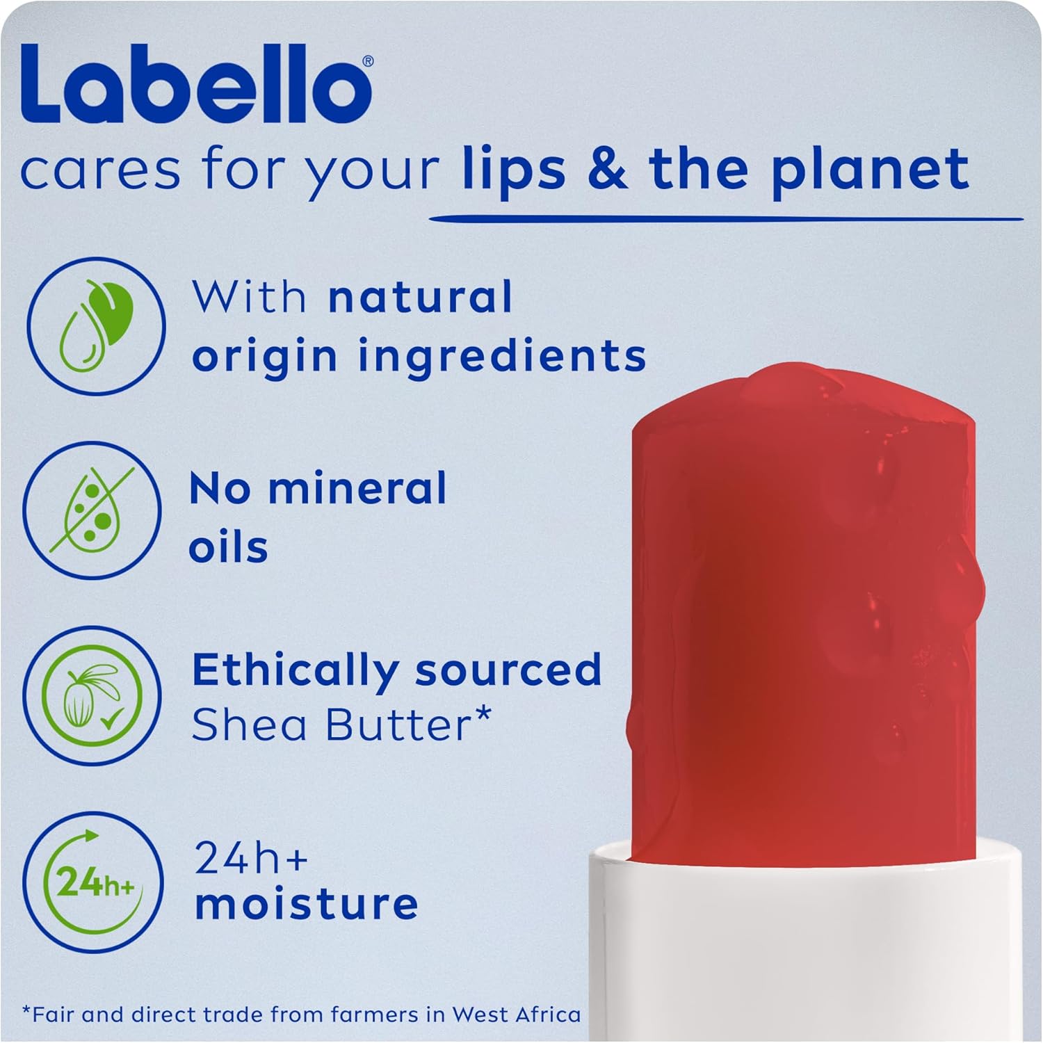 Labello Pomegranate Shine Lip Balm, 24H Melt-In Moisture, with Shea Butter and Natural Oils Enriched with Vitamins, with Natural Ingredients, Mineral Oil Free, Vegan, 4.8g - View 3 of 7