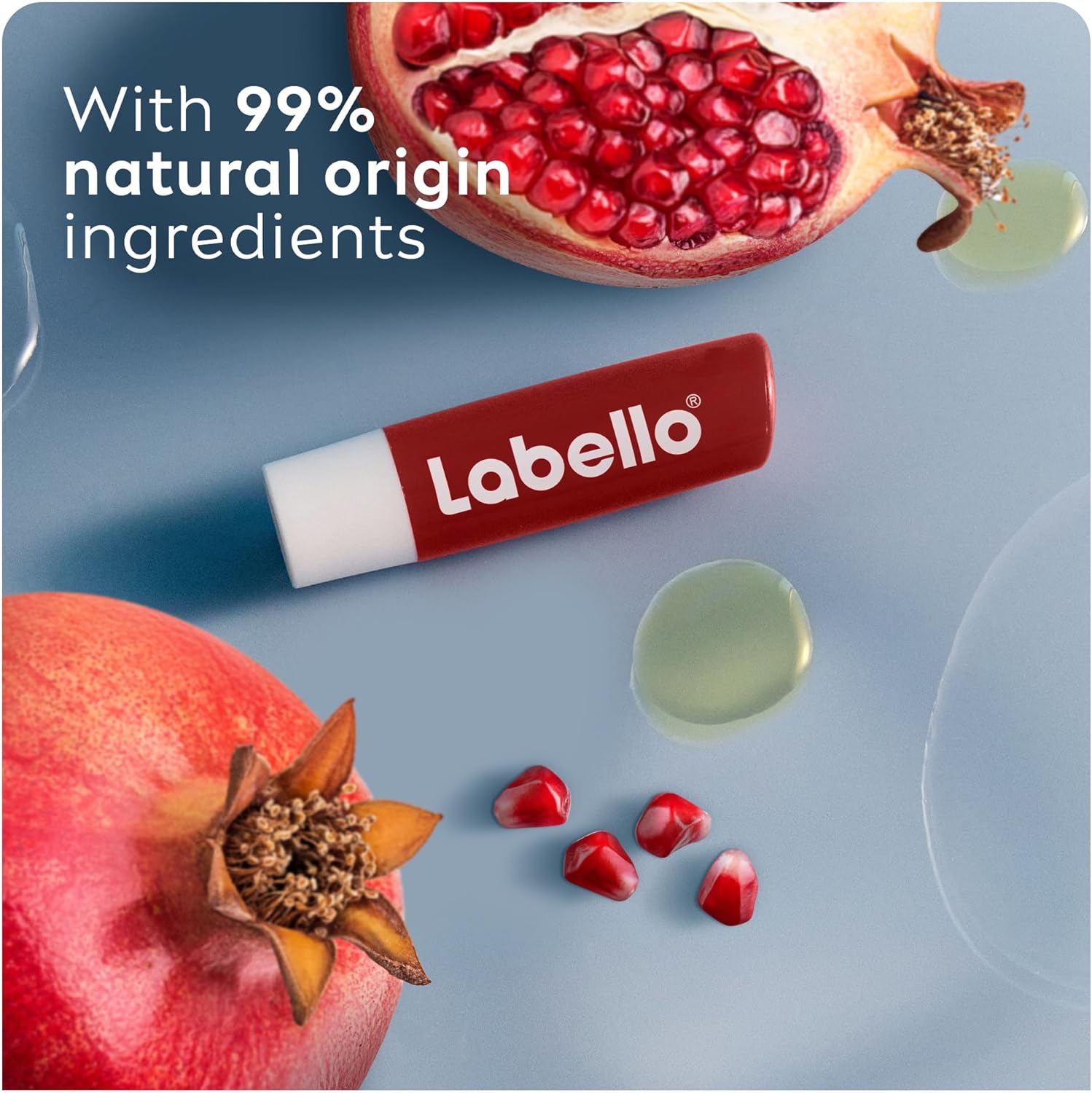 Labello Pomegranate Shine Lip Balm, 24H Melt-In Moisture, with Shea Butter and Natural Oils Enriched with Vitamins, with Natural Ingredients, Mineral Oil Free, Vegan, 4.8g - View 6 of 7