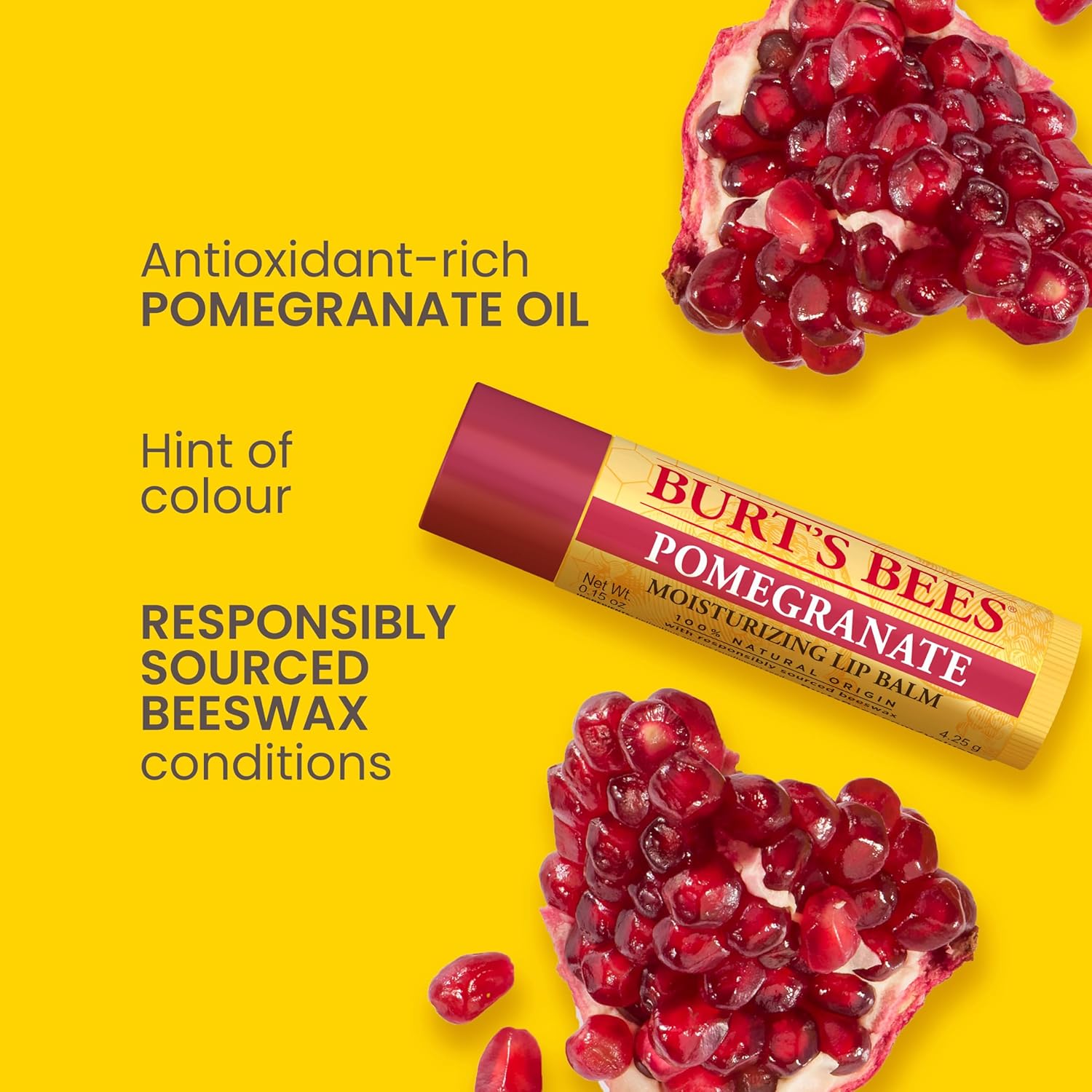 Burt's Bees 100% Natural Tinted Lip Balm Pomegranate with Beeswax and Fruit Extracts - 1 Pen - View 4 of 4