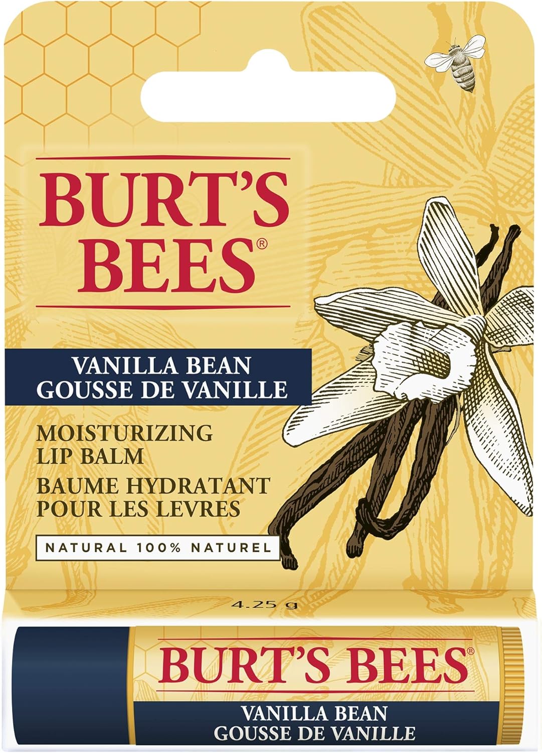 Burt's Bees Lip Balm Vanilla Bean, Moisturising Lip Balm With Beeswax & Vitamin E, 100% Natural Origin, 4.25g - View 2 of 3