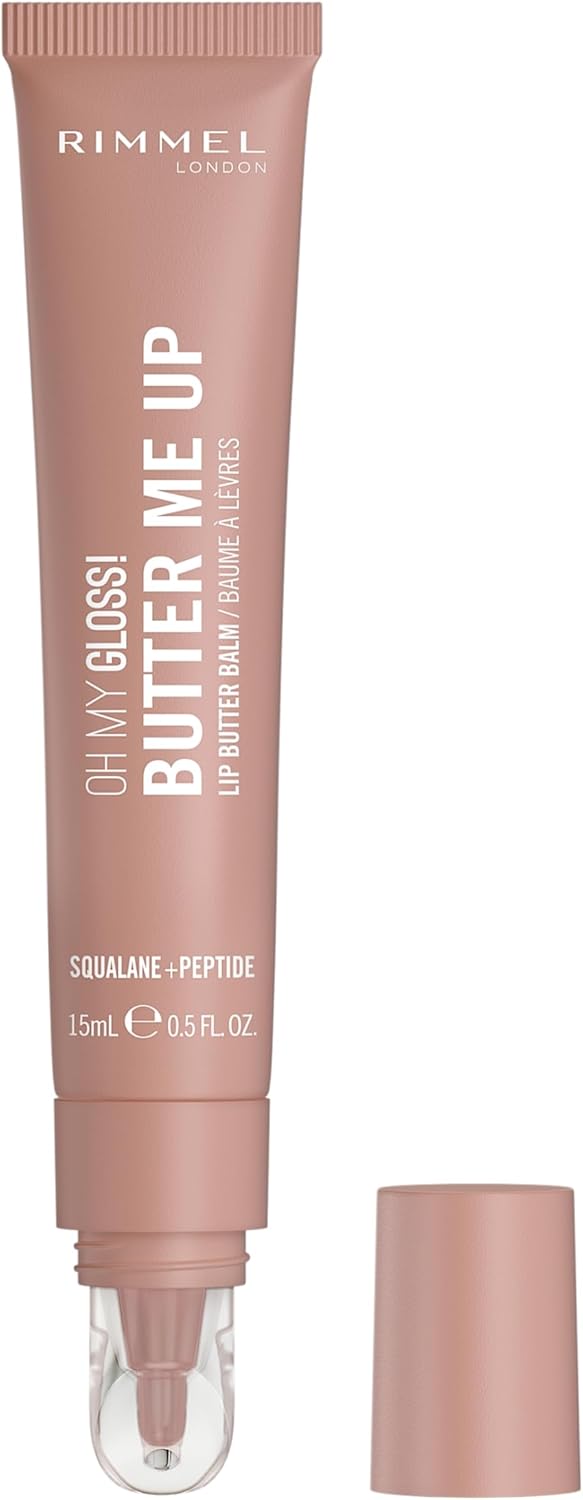 Rimmel London Oh My Gloss Butter Me Up Lip Butter Balm 002 Latte Delight, Hydrating Lip Balm, Tinted Lip Balm, Lip Care, Hydration, Nourishing, Squalene, 15ml (0.53oz) - View 6 of 6