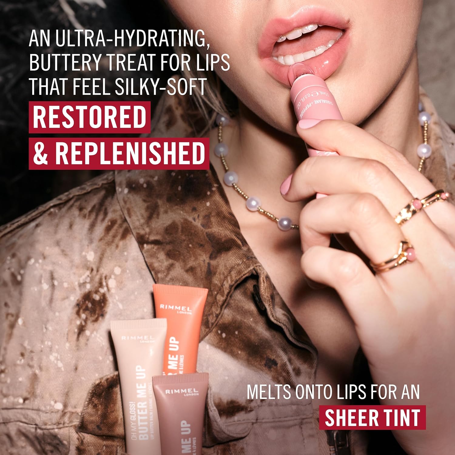 Rimmel London Oh My Gloss Butter Me Up Lip Butter Balm 004 Mellow Mocha, Hydrating Lip Balm, Tinted Lip Balm, Lip Care, Hydration, Nourishing, Squalene, 15ml (0.53oz) - View 6 of 8