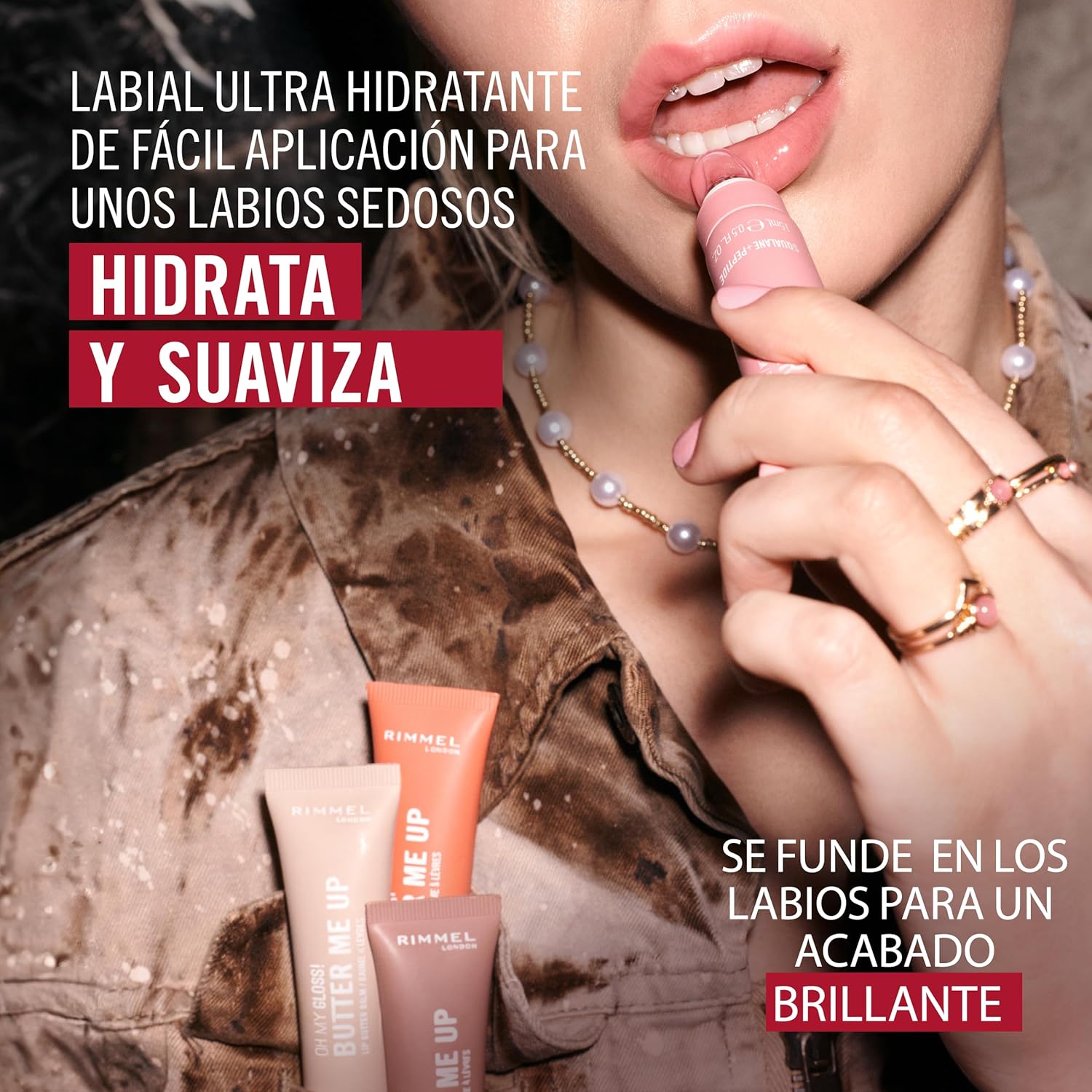 Rimmel Oh My Gloss! Butter Me Up, Moisturising Lip Butter Balm, Glossy and Sheer Tint, Ultra-Hydrating, Enriched with Squalene and Peptides, Lip-Hugging Applicator, Vegan, 15ml - View 2 of 5